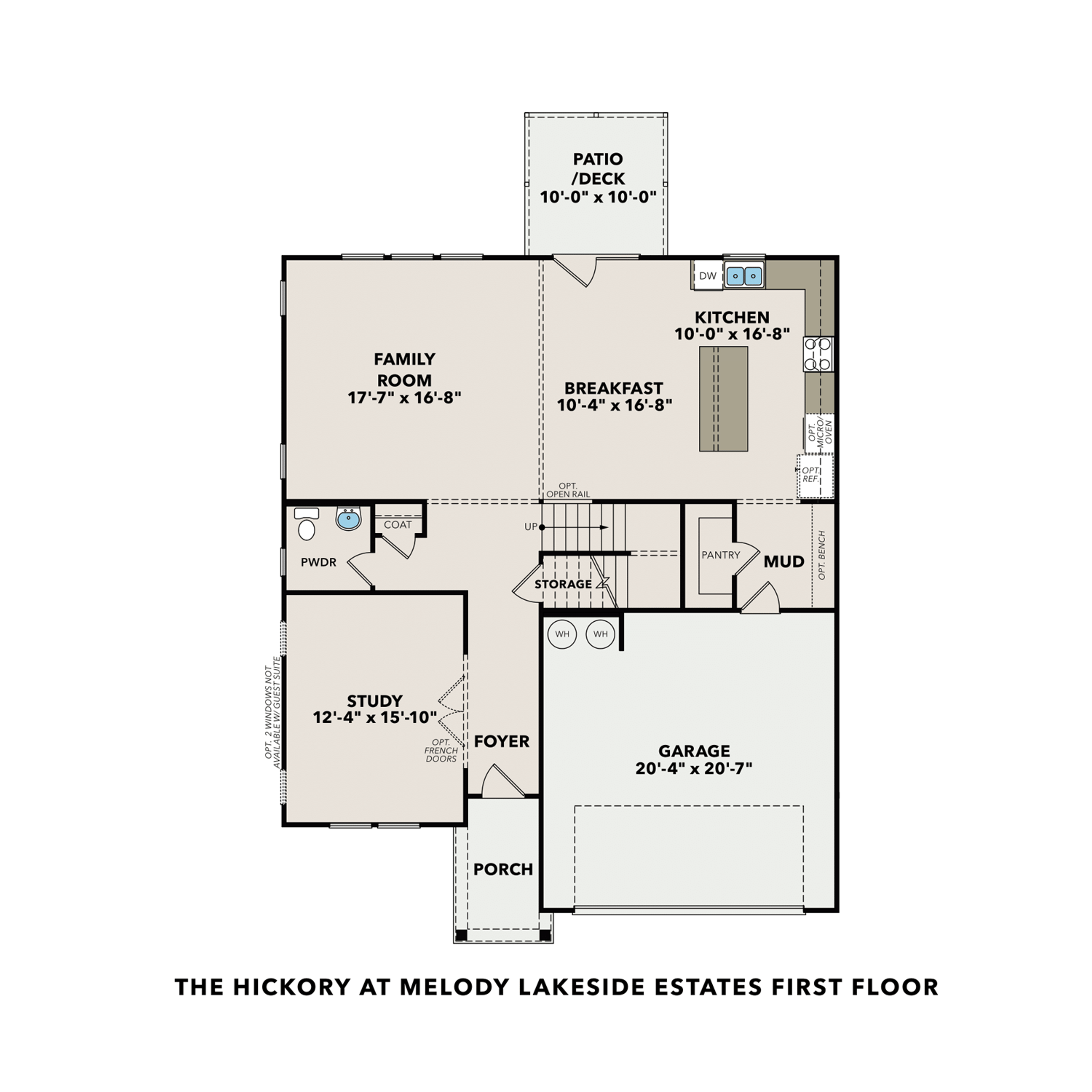 1 - The Hickory E buildable floor plan layout in Davidson Homes Homes' Melody Lakeside Estates community.