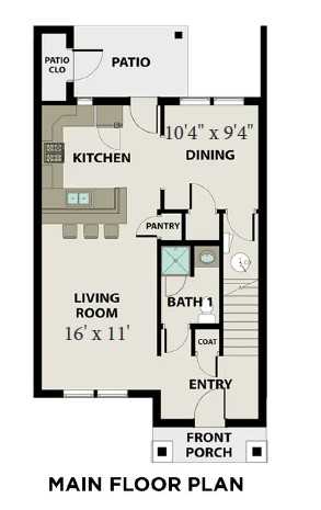 1 - The Cumberland A Interior floor plan layout for 1004 Elliott Williams Pvt Way in Davidson Homes Homes' The Towns at Red River community.