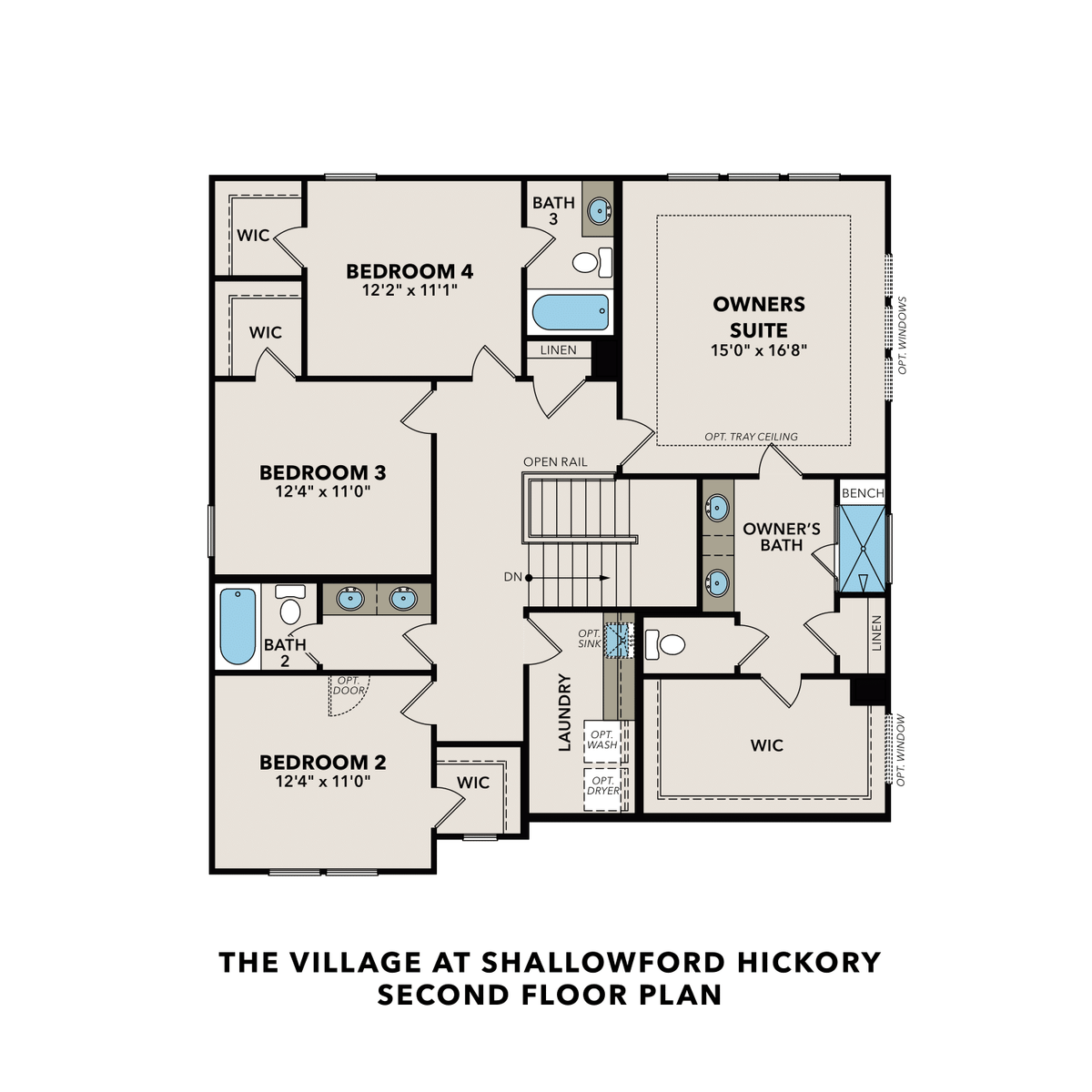2 - The Hickory C at Shallowford  floor plan layout for 635 Tiger Eye Terrace in Davidson Homes' The Village at Shallowford community.