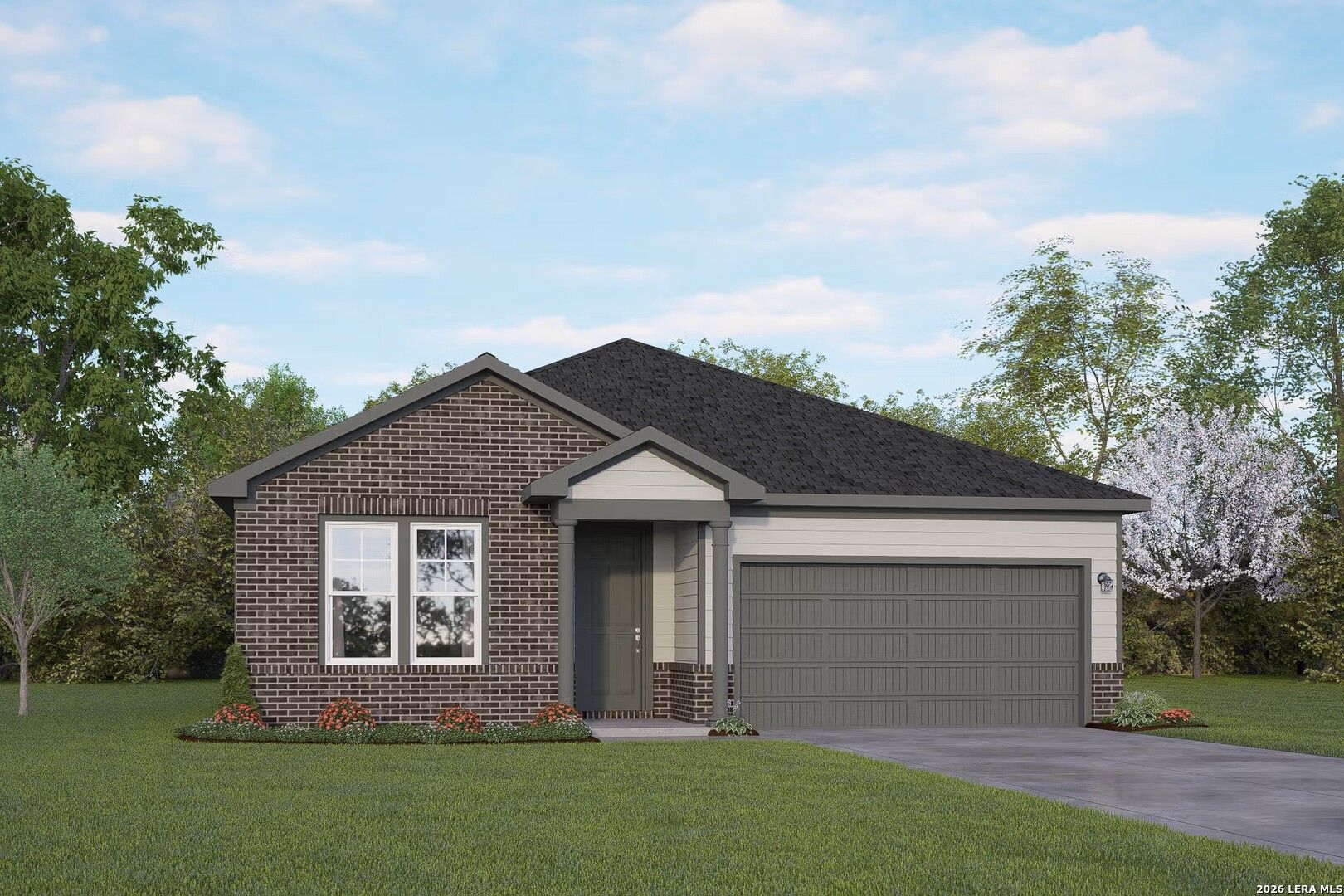 The Daphne H by Davidson Homes, a 1-story brick and siding house with a 2-car garage in Hannah Heights, Seguin, Texas.