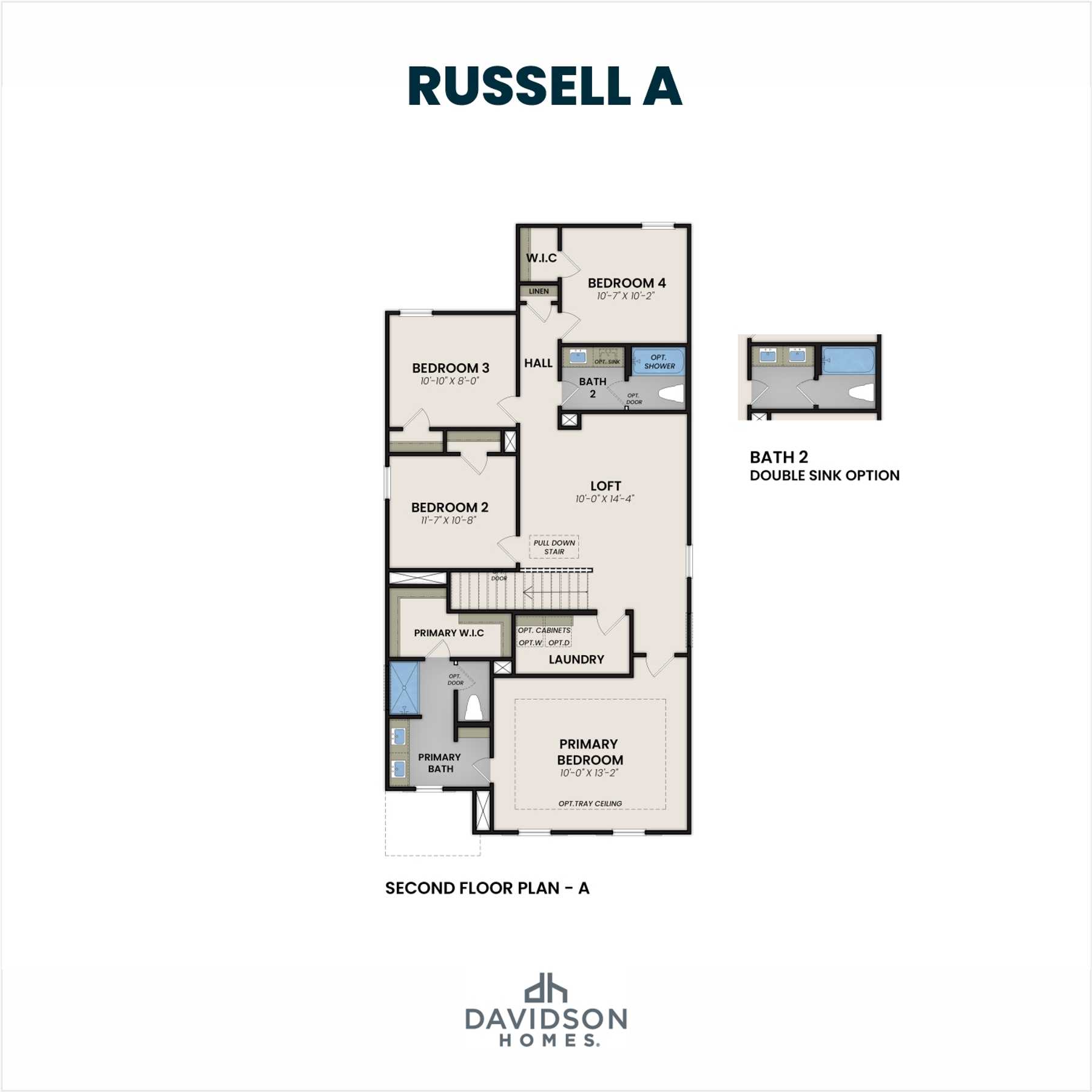 2 - The Russell A buildable floor plan layout in Davidson Homes Homes' Cedar Farms community.