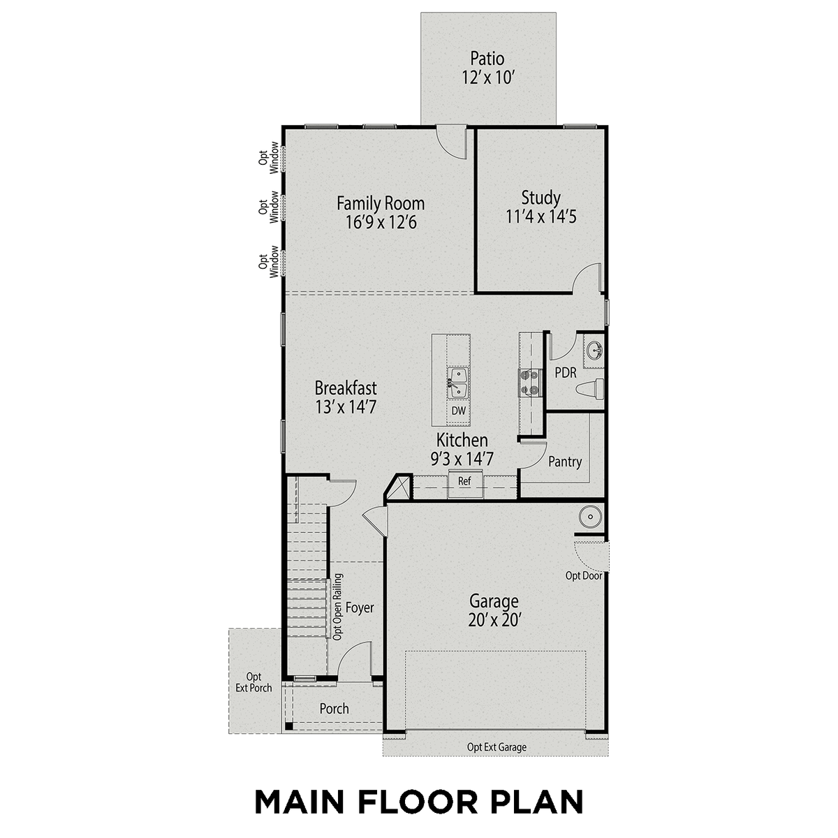1 - The Adalynn B floor plan layout for 190 Gregory Village Drive in Davidson Homes' Gregory Village community.
