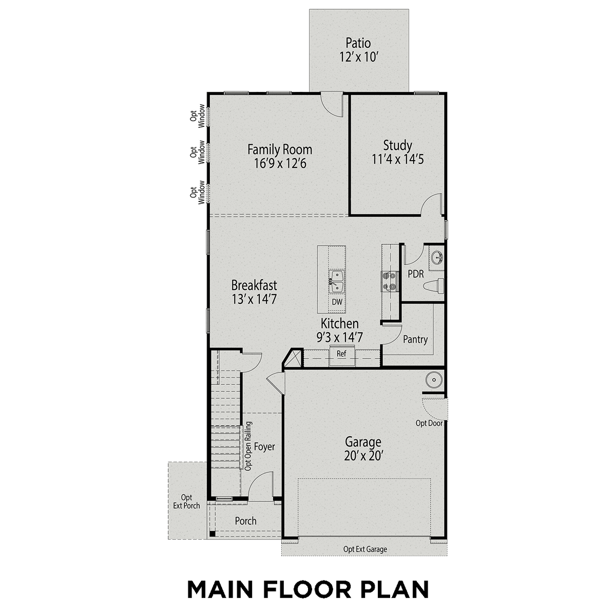 1 - The Adalynn B buildable floor plan layout in Davidson Homes' Highland Forest community.