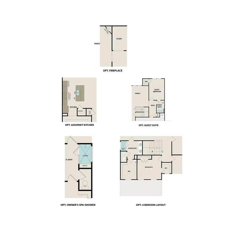 Optional floor plan layouts for The Willow by Davidson Homes in Woods Crossing, Gallatin, Tennessee.