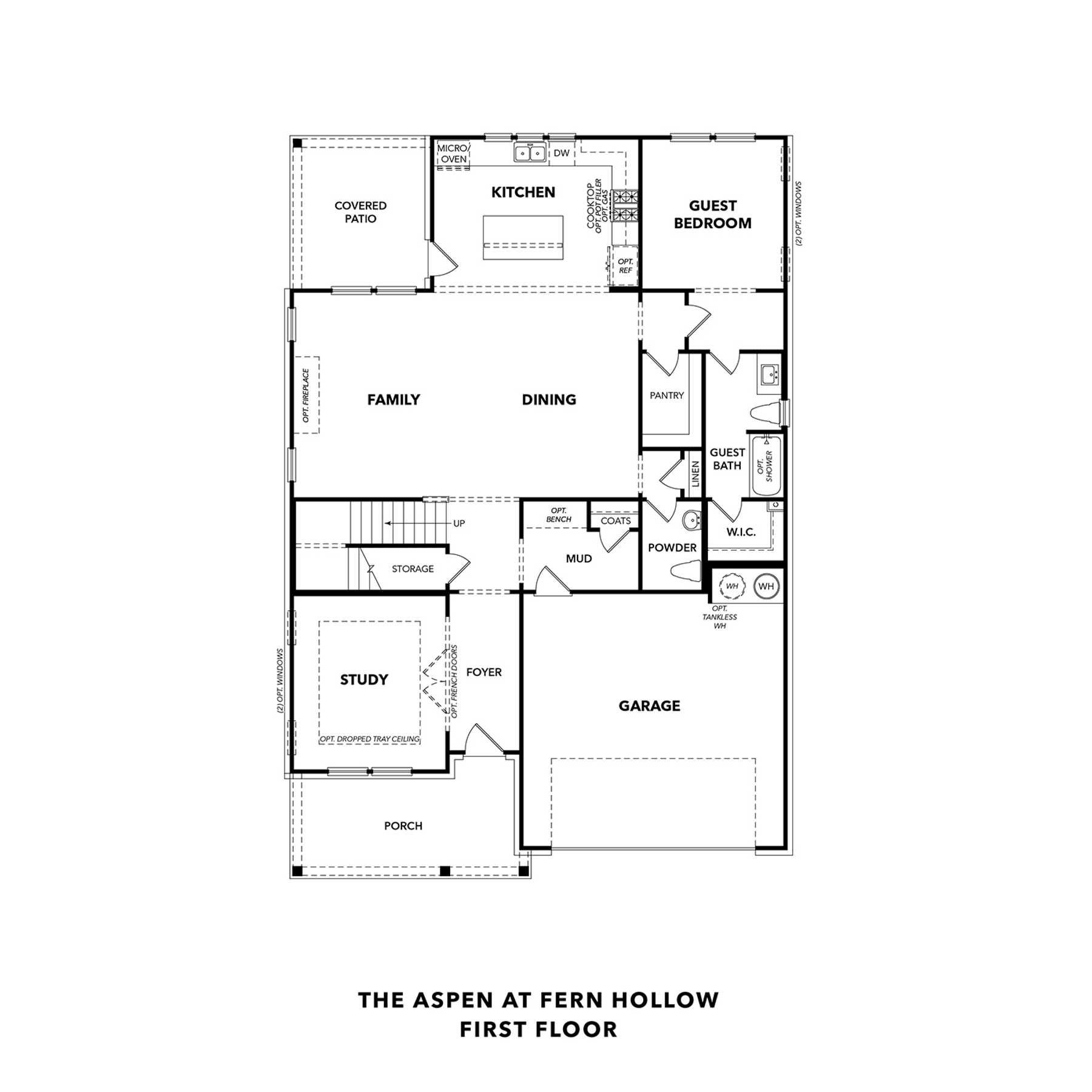1 - The Aspen B buildable floor plan layout in Davidson Homes Homes' Fern Hollow community.