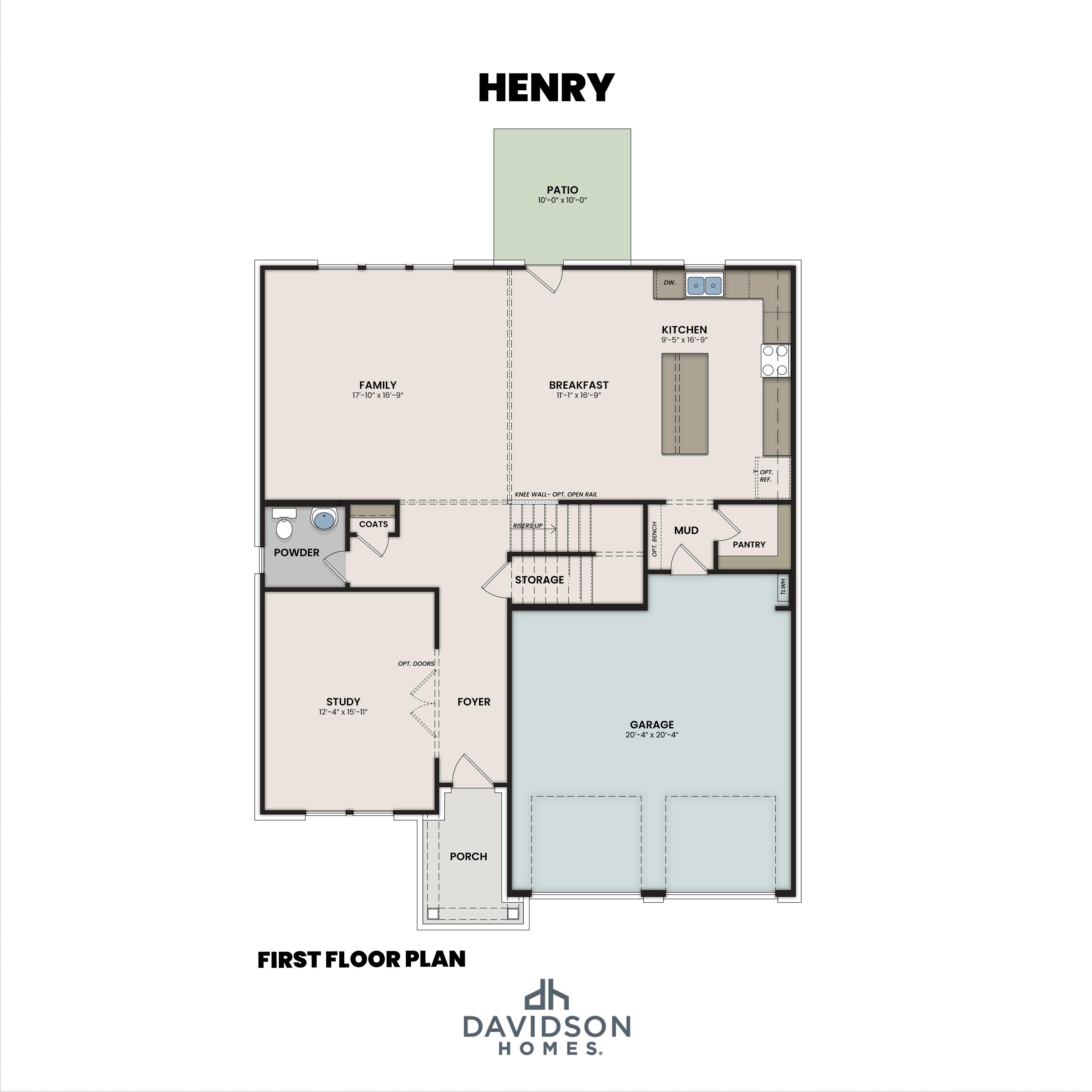 1 - The Henry A-BF buildable floor plan layout in Davidson Homes Homes' Bradshaw Farms community.
