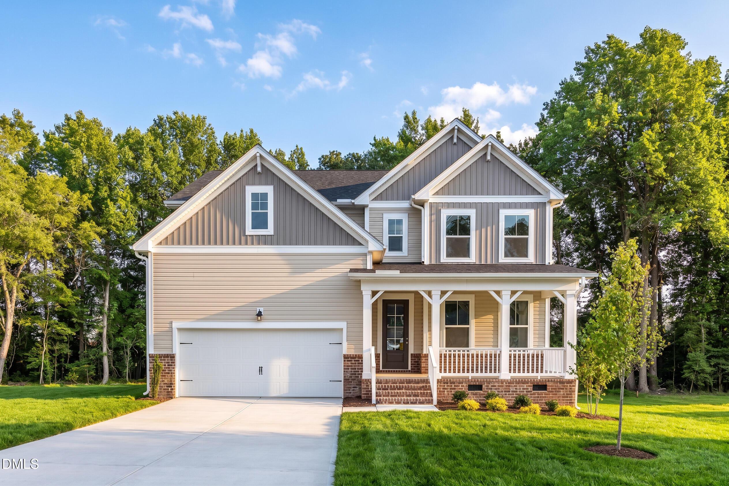 Two-story Hickory II B floor plan by Davidson Homes with a two-car garage in Wellers Knoll, Lillington, North Carolina.