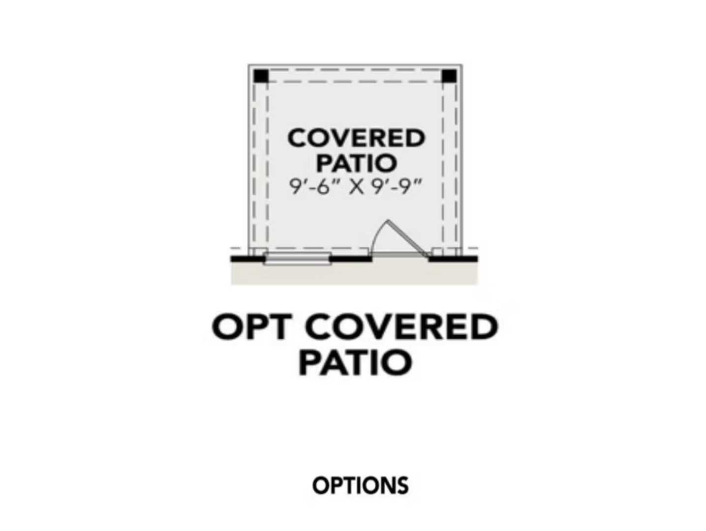 Optional covered patio blueprint, 9'6" x 9'6", for Davidson Homes The Frio B in Agave, San Antonio, Texas