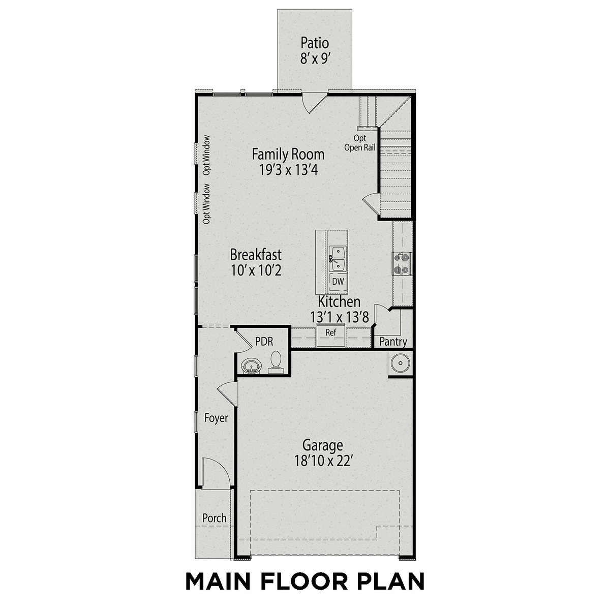 1 - The Durham buildable floor plan layout in Davidson Homes' Gregory Village community.