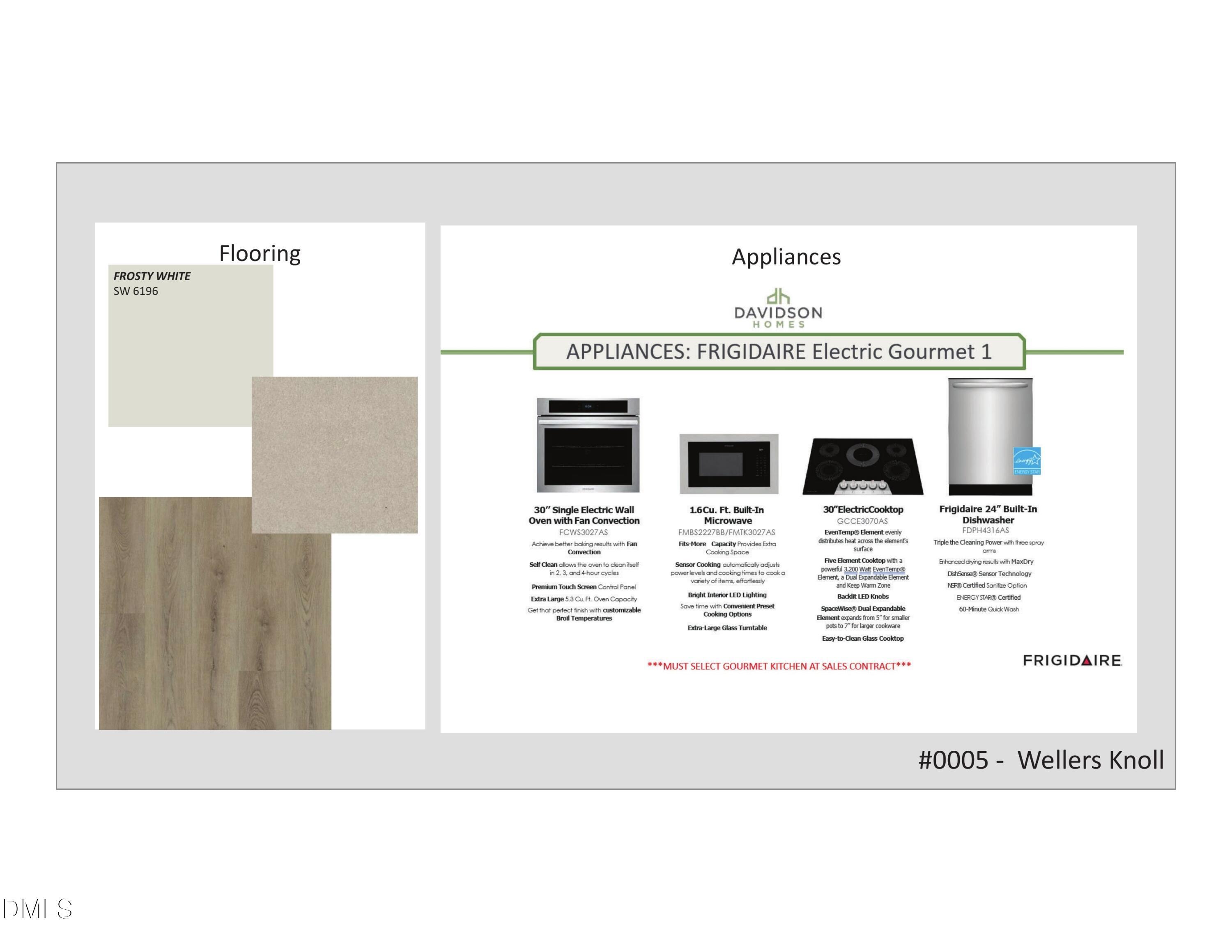 Flooring options in crisp white, neutral, and oak tones with Frigidaire stainless appliances for Davidson Homes The Hickory II B in Wellers Knoll, Lillington NC
