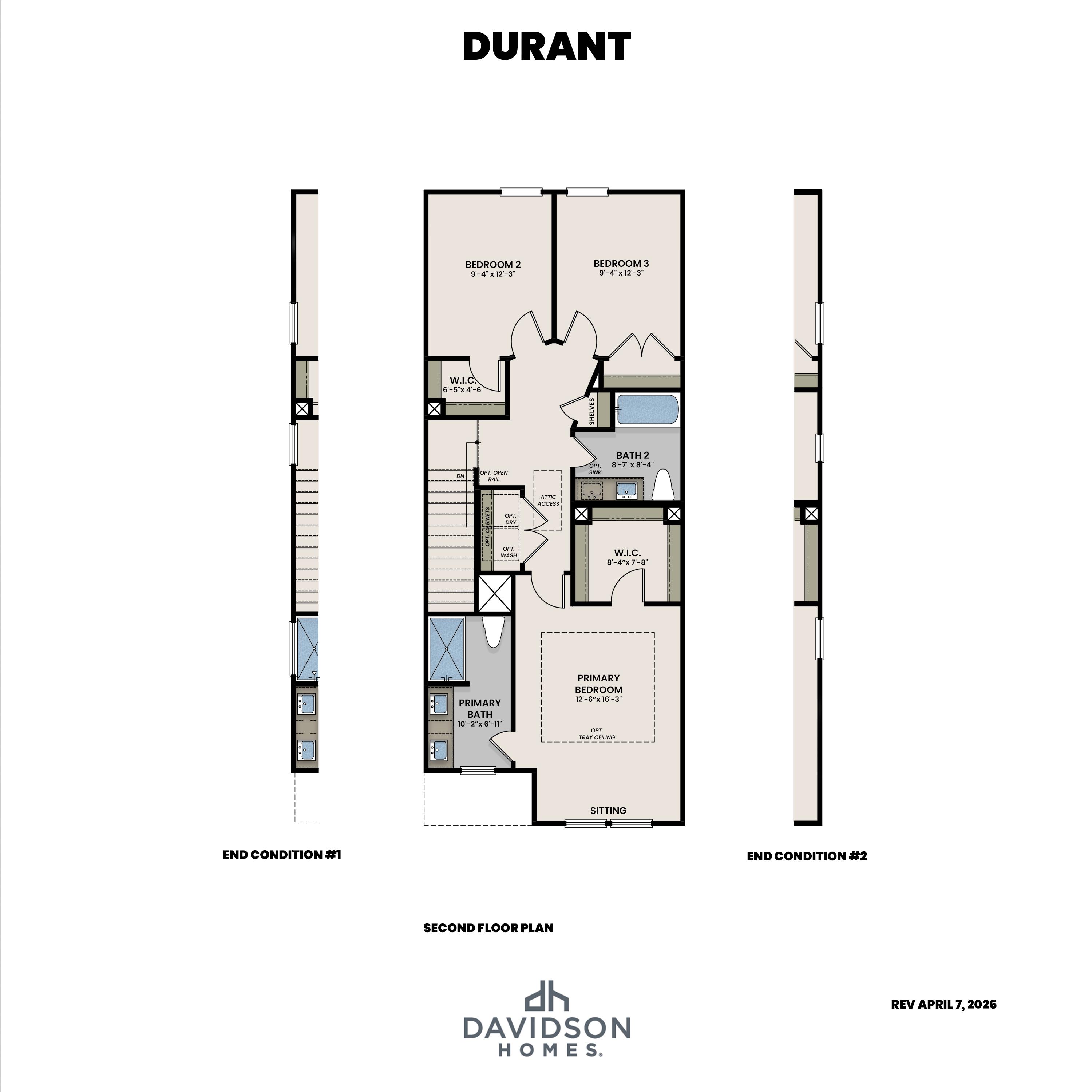 2 - The Durant D buildable floor plan layout in Davidson Homes Homes' Townes at North Main community.