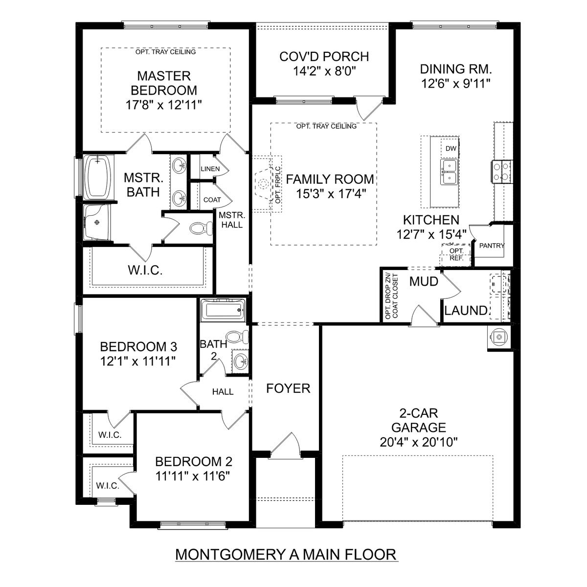 1 - The Montgomery floor plan layout for 1911 Rae Court in Davidson Homes' Cain Park community.