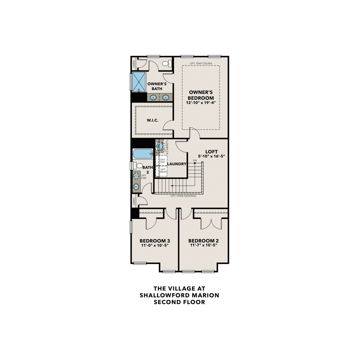 2 - The Marion B floor plan layout for 4649 Amethyst Cove in Davidson Homes' The Village at Shallowford community.