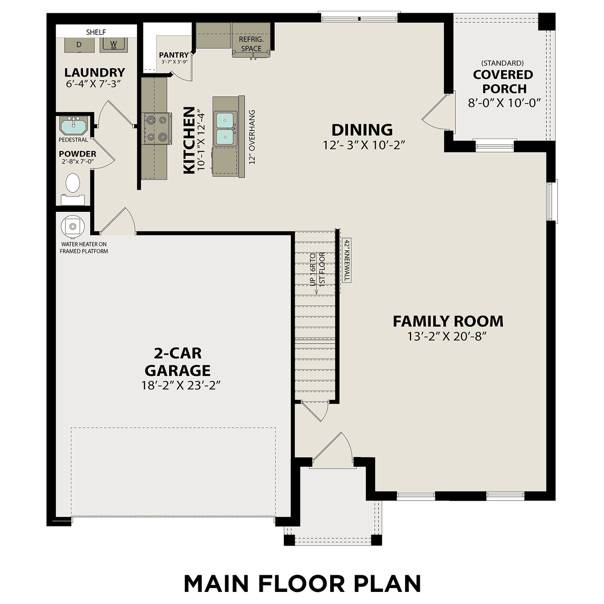 1 - The Charleston E buildable floor plan layout in Davidson Homes' Carellton community.