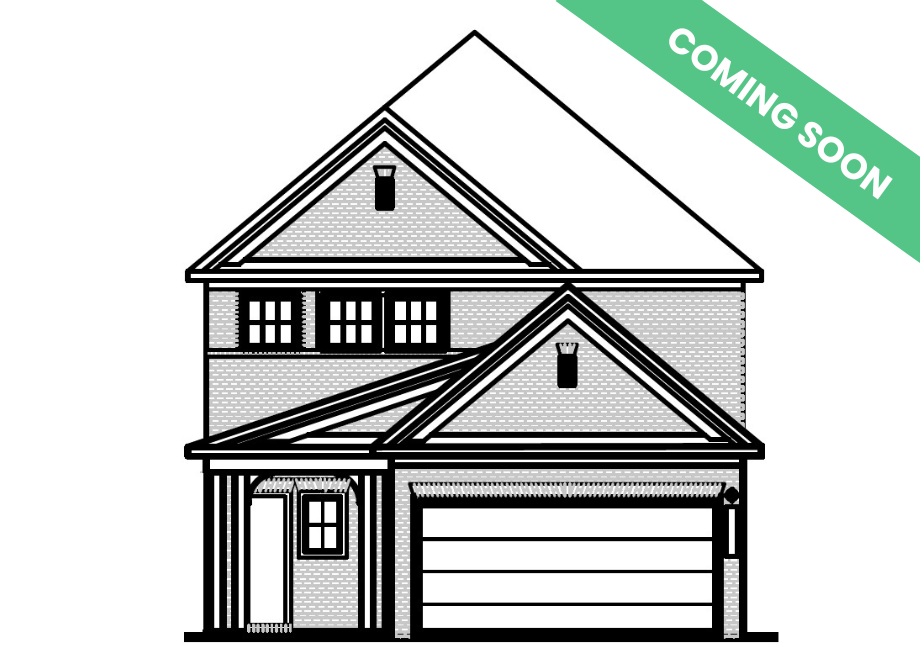 The Summit H 2-story home design by Davidson Homes featuring a brick and shingle exterior with a 2-car garage.