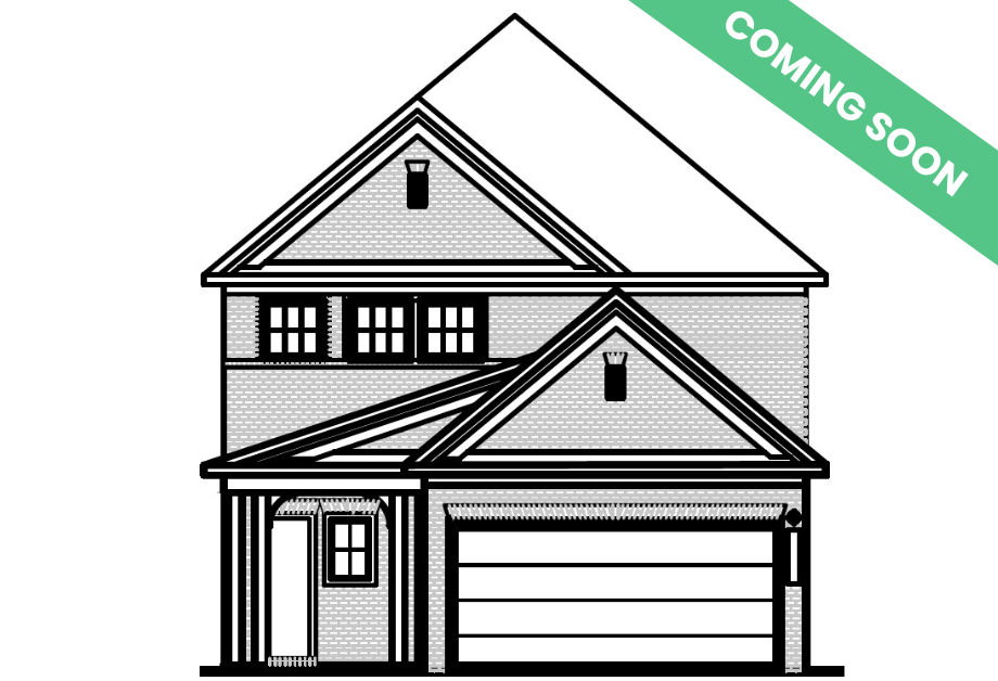 The Summit H 2-story home design by Davidson Homes featuring a brick and shingle exterior with a 2-car garage.
