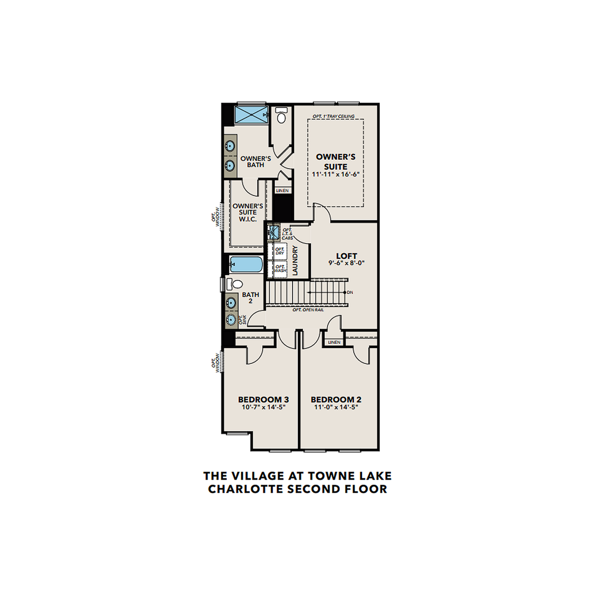 2 - The Charlotte D buildable floor plan layout in Davidson Homes' The Village at Towne Lake community.