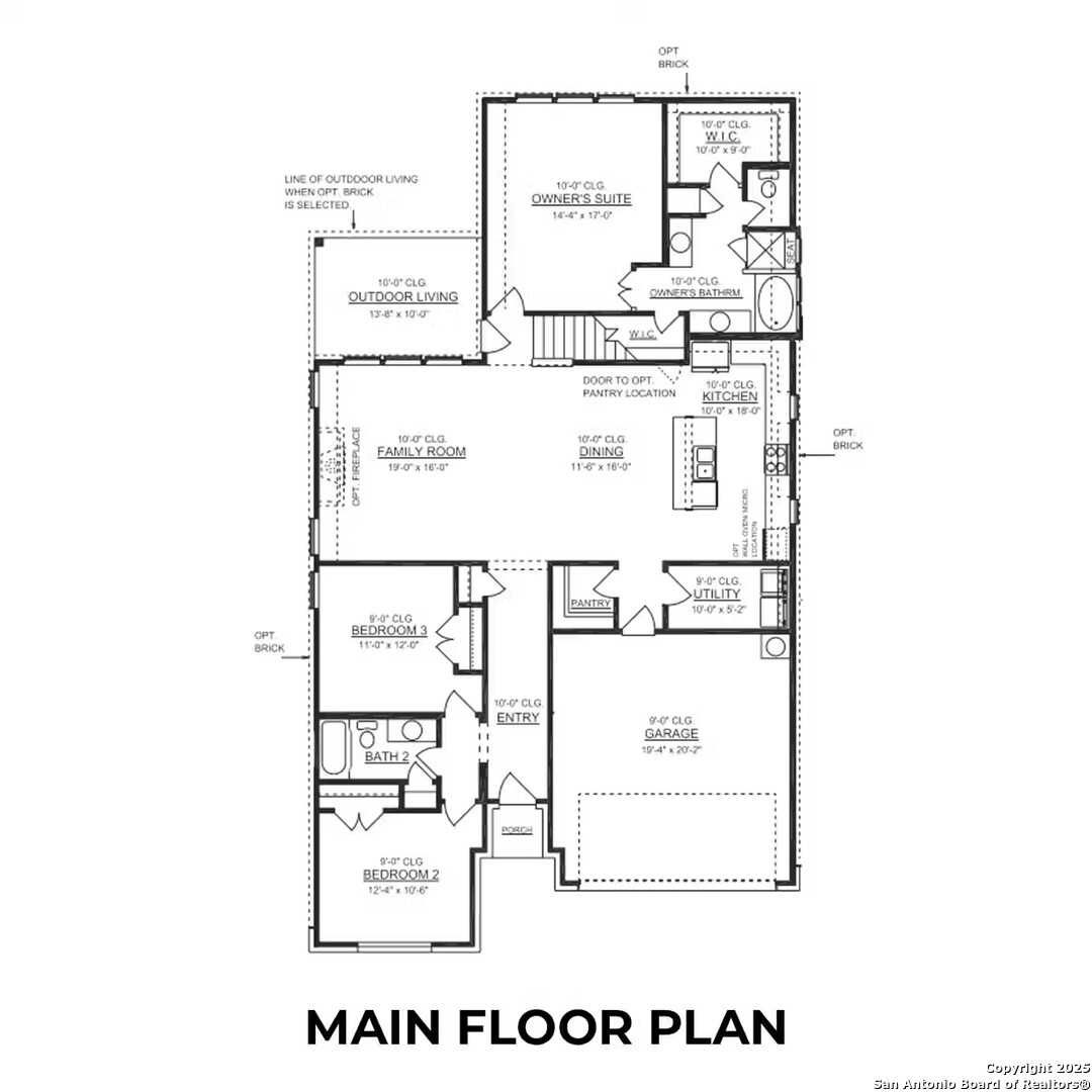 Detailed floor plan of The Collin B: 3-bed, 2-bath, 1,755 sq ft single-story home with 2-car garage in Hannah Heights, Seguin, TX