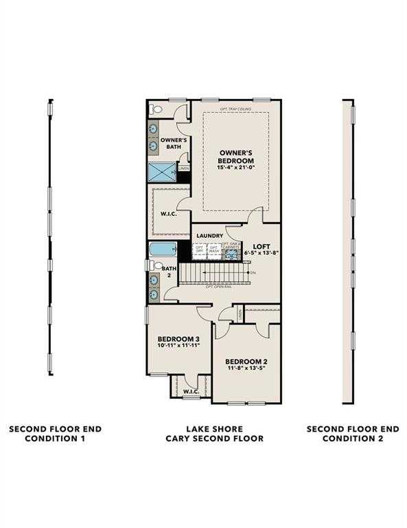 Cary A floor plan: 2-story 3-bedroom, 2.5-bath 2,008 sq ft home with 2-car garage in Lake Shore, Winder, Georgia