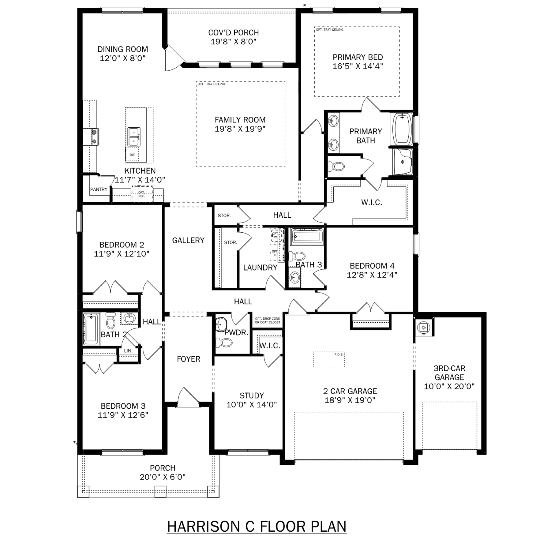 1 - The Harrison C buildable floor plan layout in Davidson Homes Homes' Waverly Estates community.