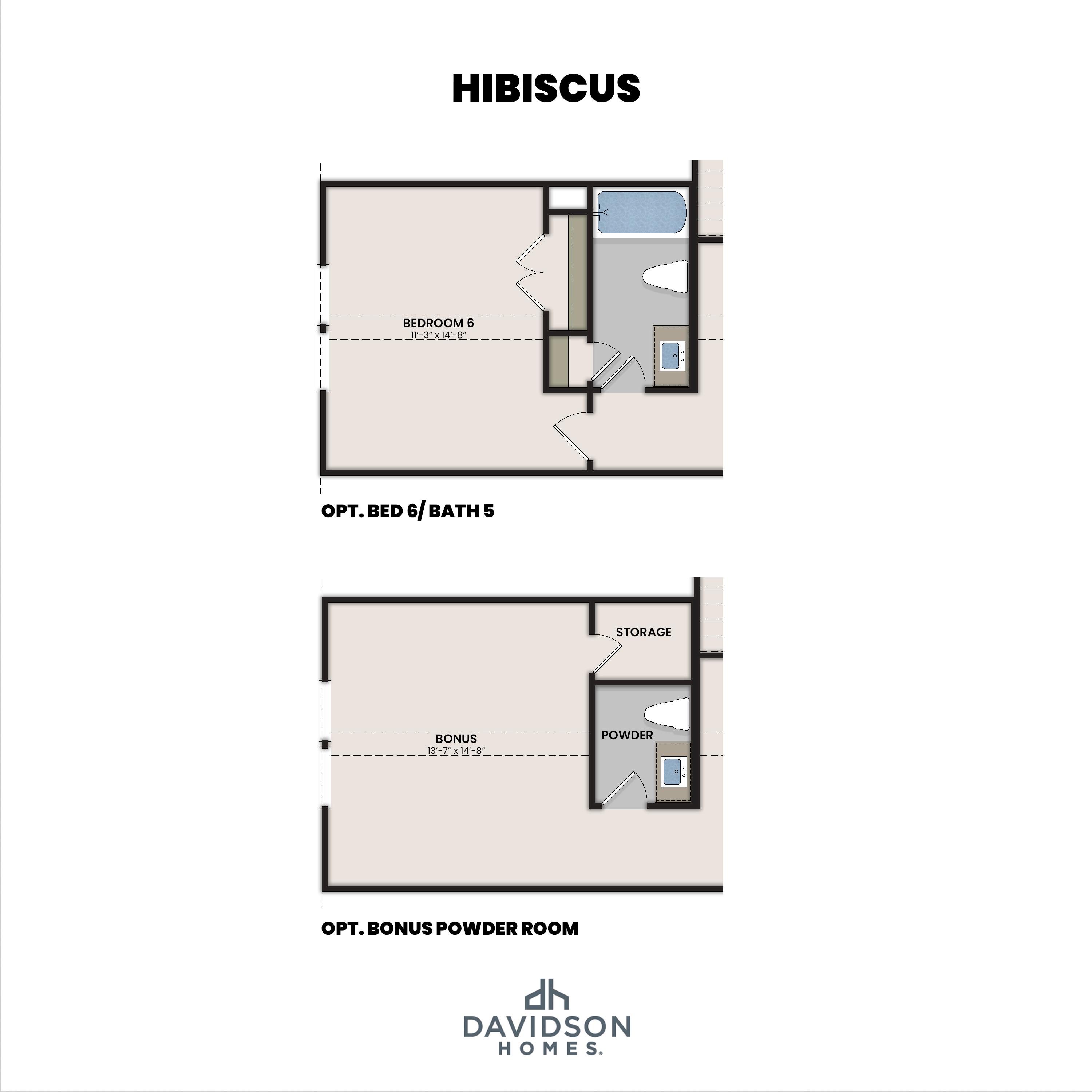 4 - The Hibiscus E with Bonus buildable floor plan layout in Davidson Homes' Creekside community.