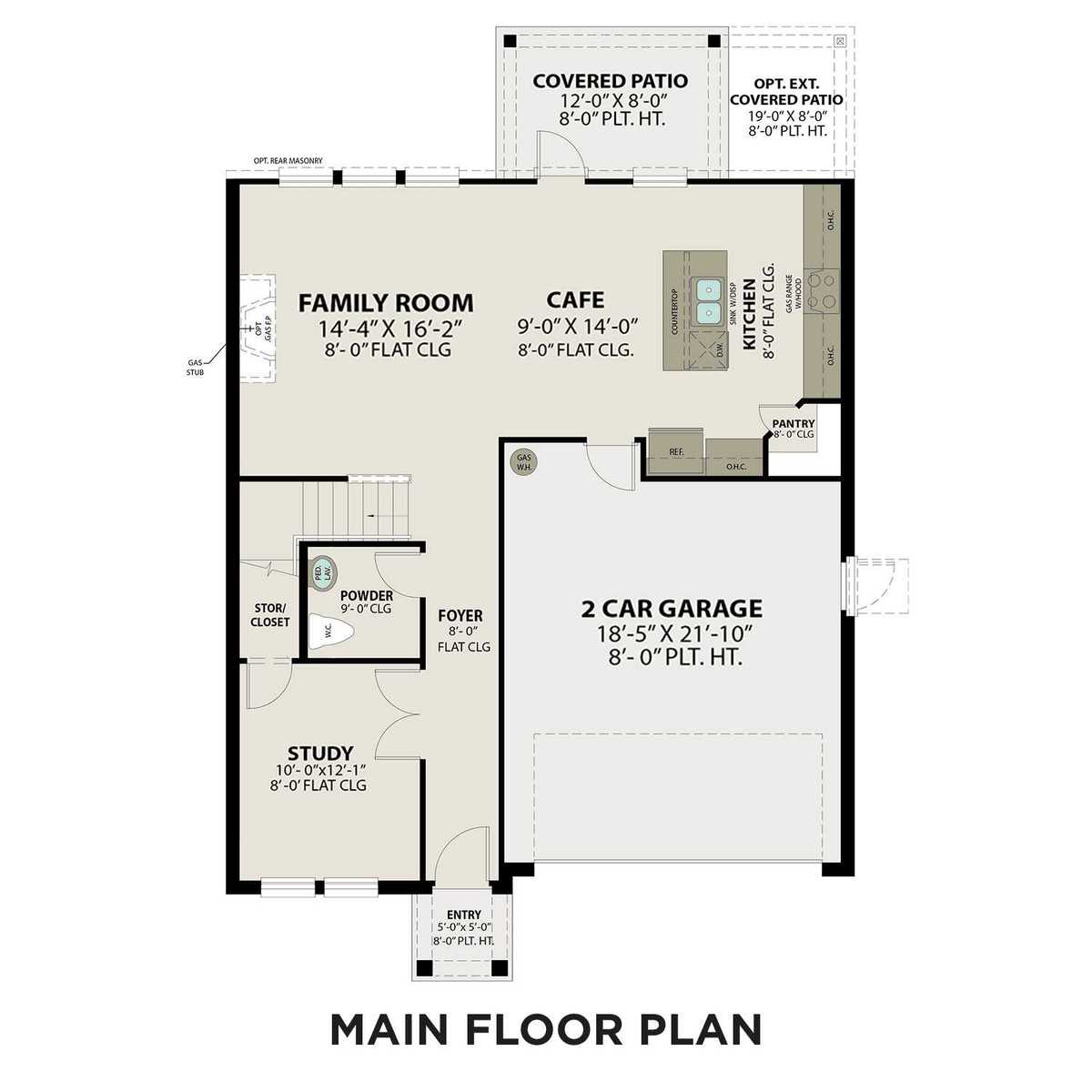 1 - The Solara B buildable floor plan layout in Davidson Homes' Sunterra community.