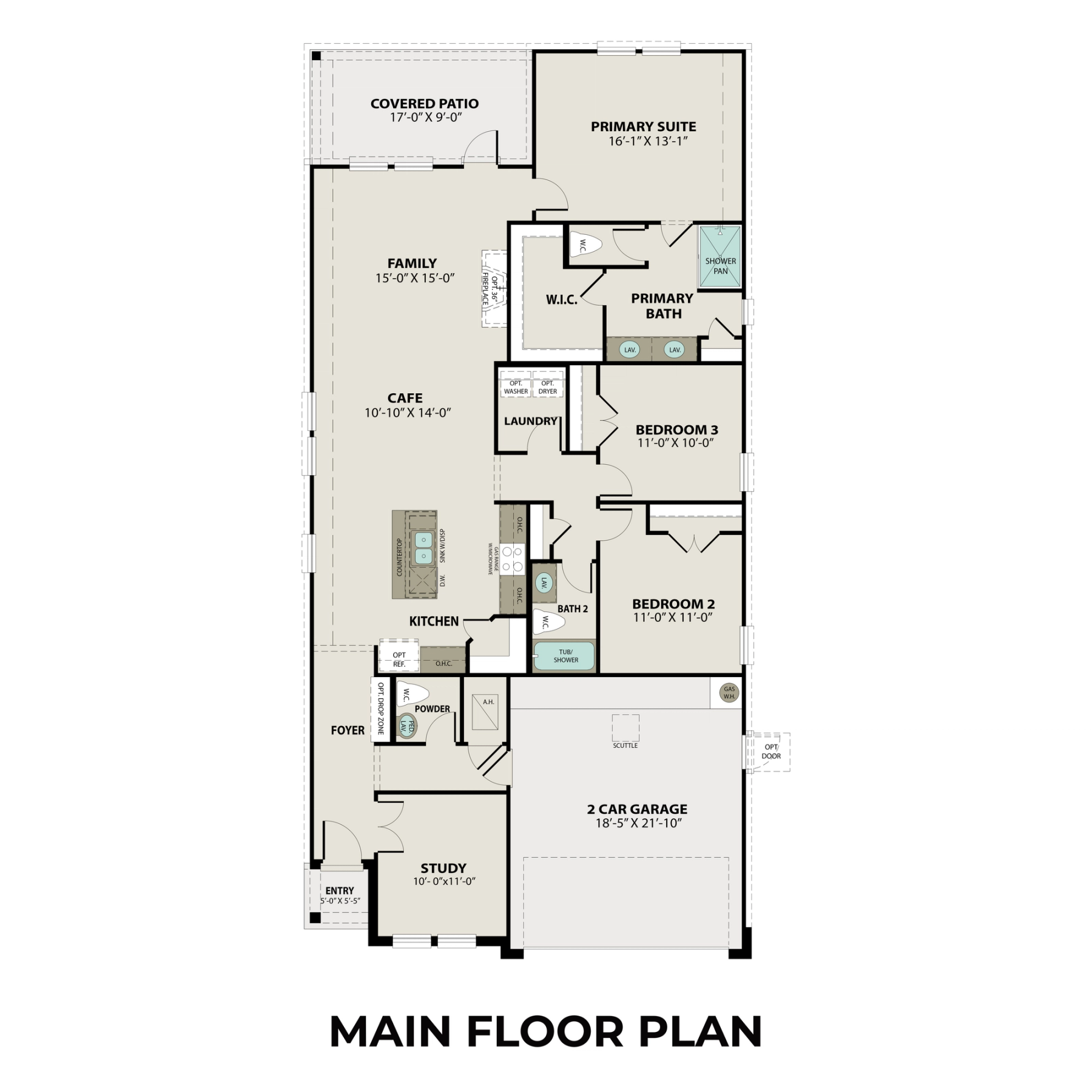 1 - The Riviera buildable floor plan layout in Davidson Homes Homes' Sunterra community.