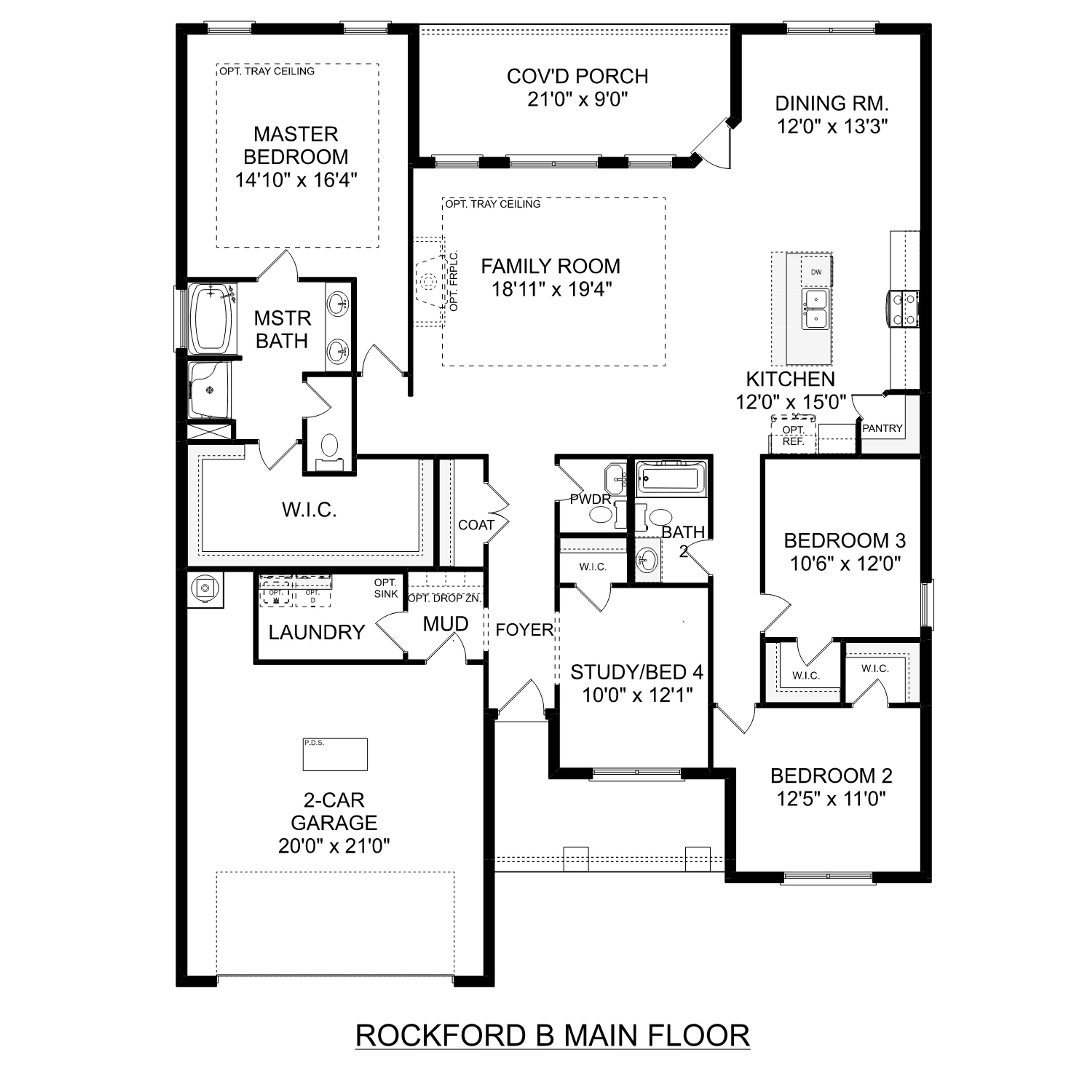 1 - The Rockford B buildable floor plan layout in Davidson Homes Homes' River Road Estates community.