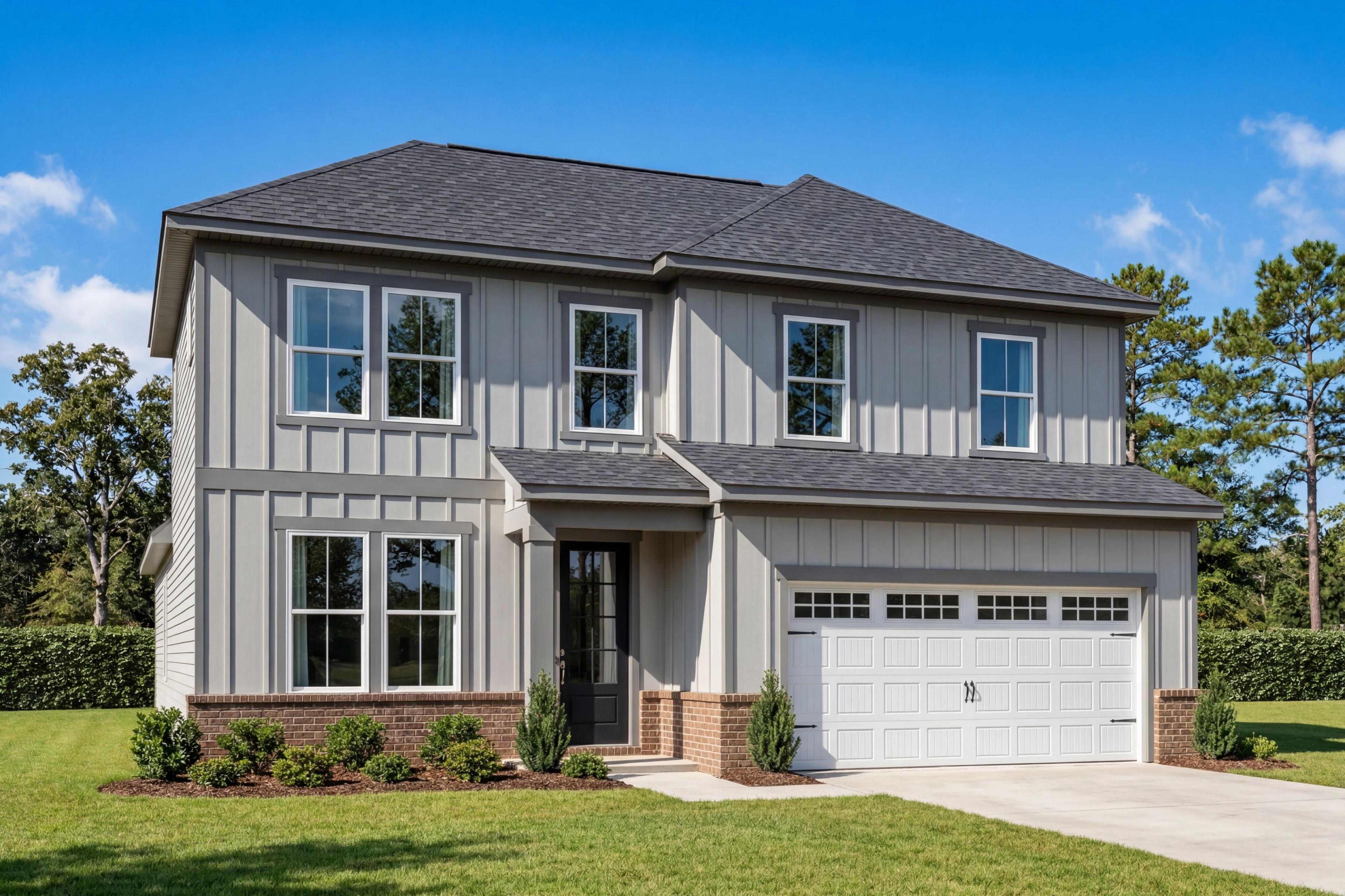 The Ashport K two-story single-family home design in Cullman, Alabama featuring a brick and vinyl exterior with 2-car garage.