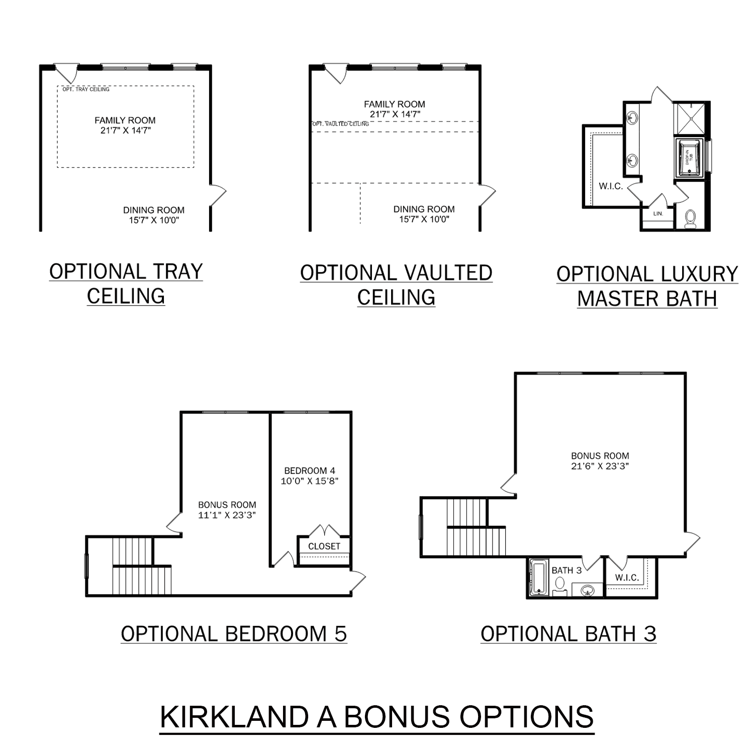 3 - The Kirkland with Bonus floor plan layout for 29258 Crawfish Drive in Davidson Homes Homes' Creekside community.
