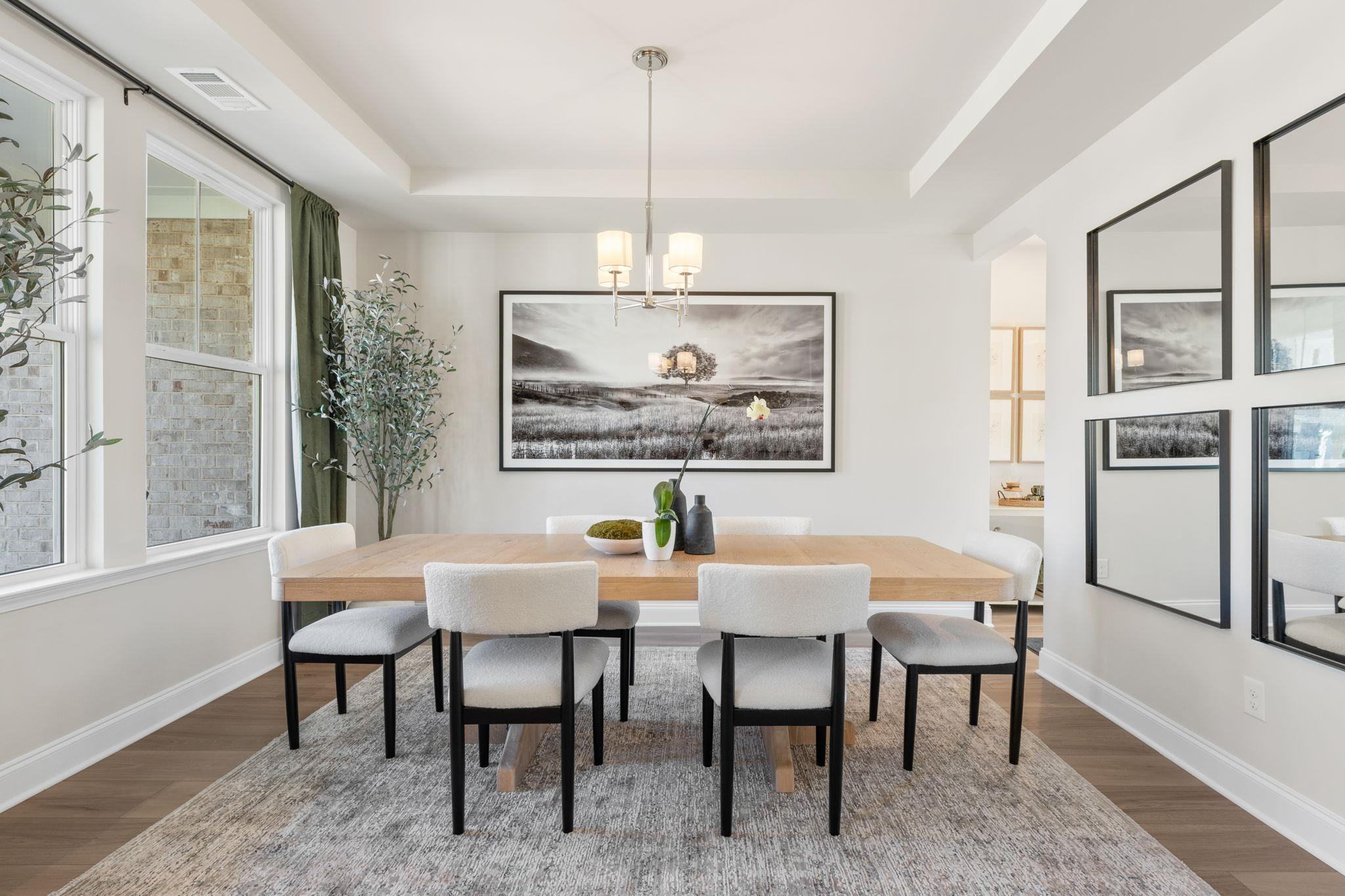Formal dining room with 6-seat table