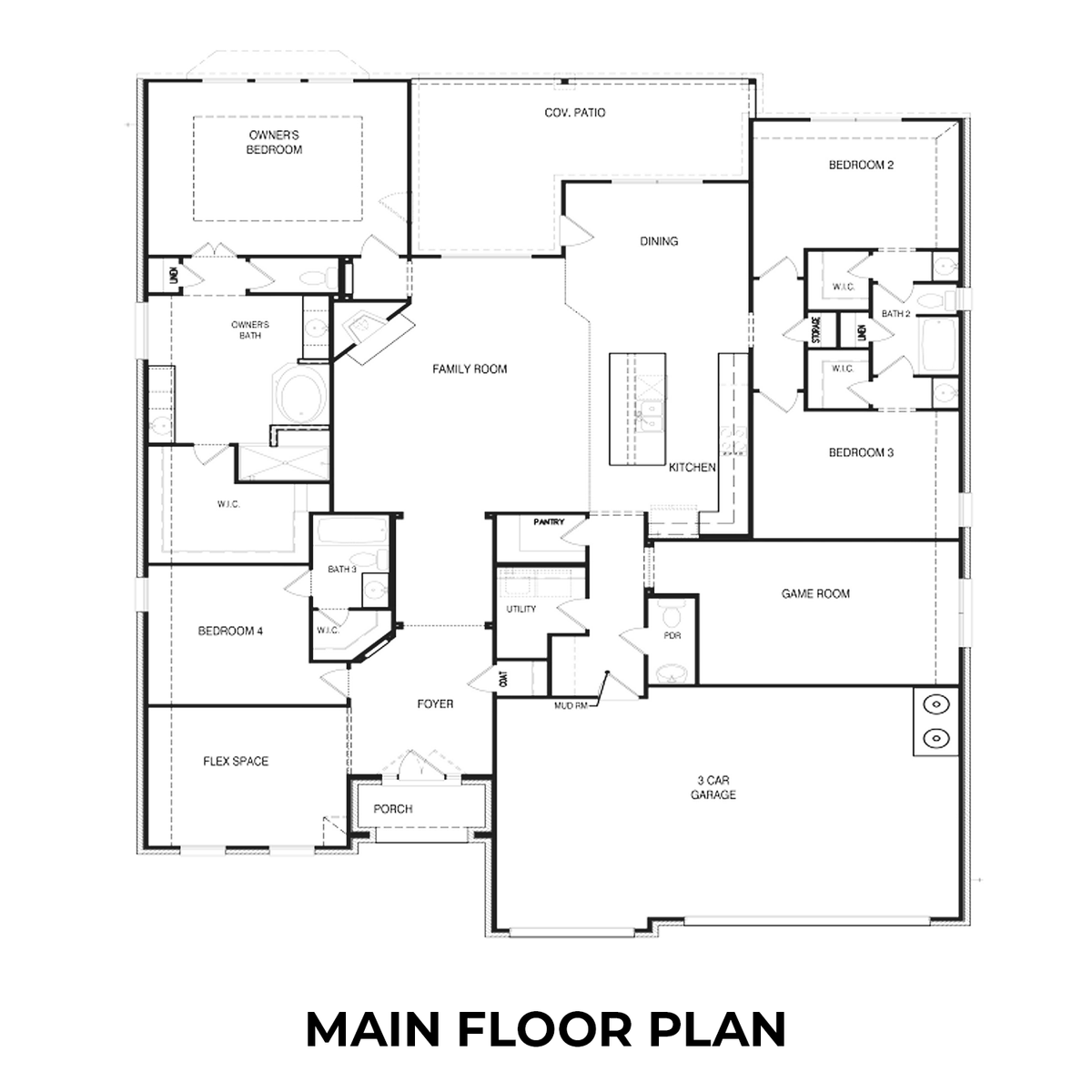 1 - The Garner A buildable floor plan layout in Davidson Homes' Ladera community.