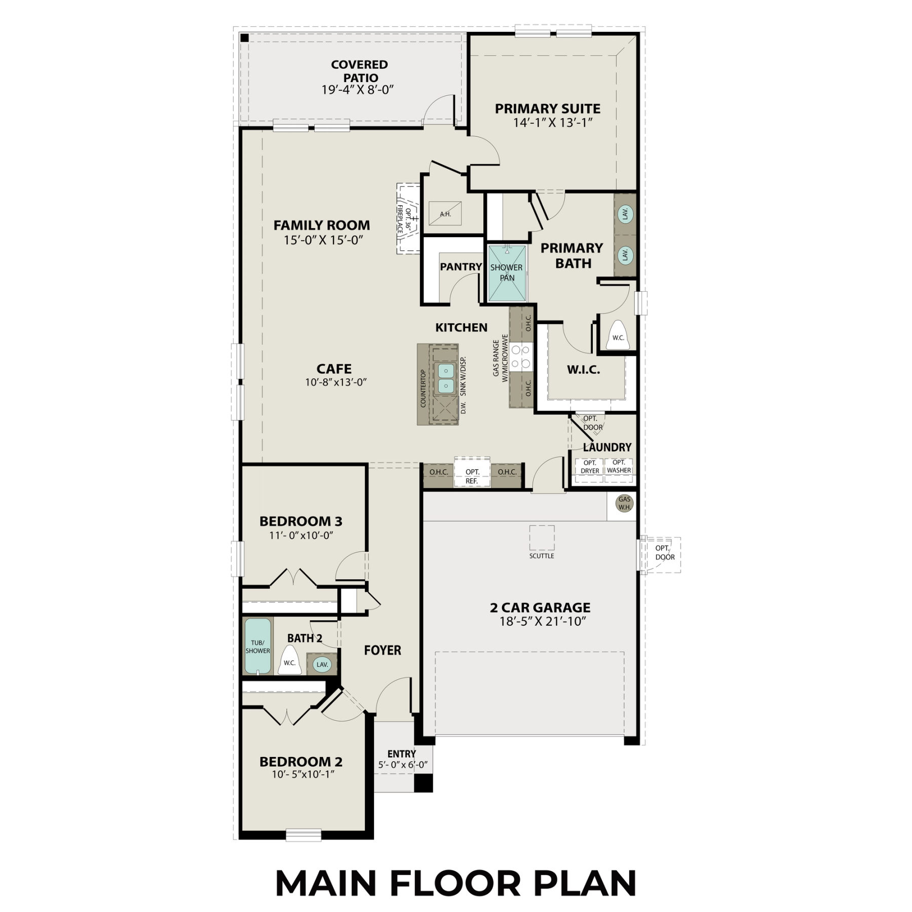 1 - The Laguna buildable floor plan layout in Davidson Homes Homes' Sunterra community.