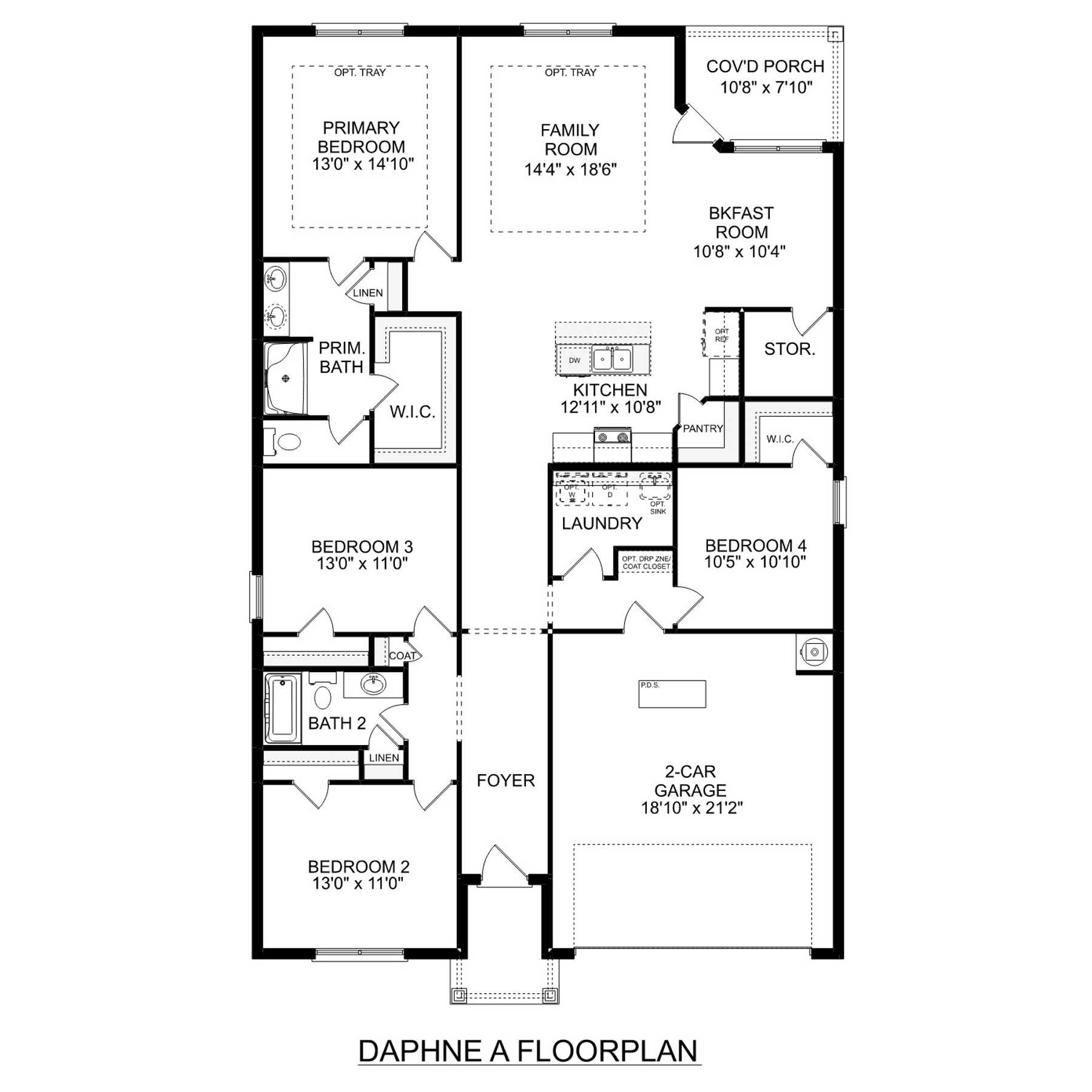1 - The Daphne E buildable floor plan layout in Davidson Homes Homes' Bailey Park community.