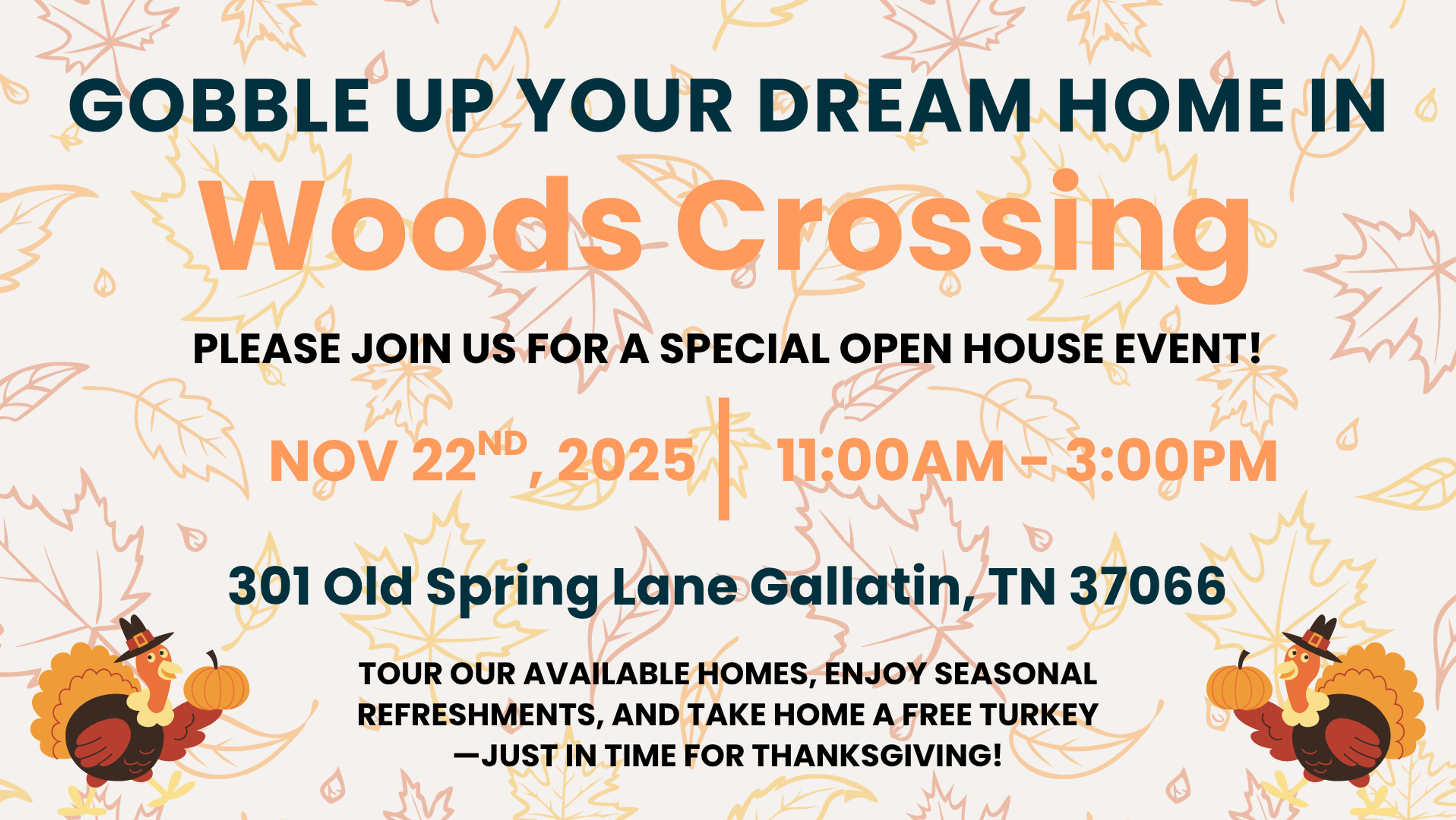Spacious model home interior at Woods Crossing open house: open-concept living room with shiplap fireplace, modern kitchen, staircase