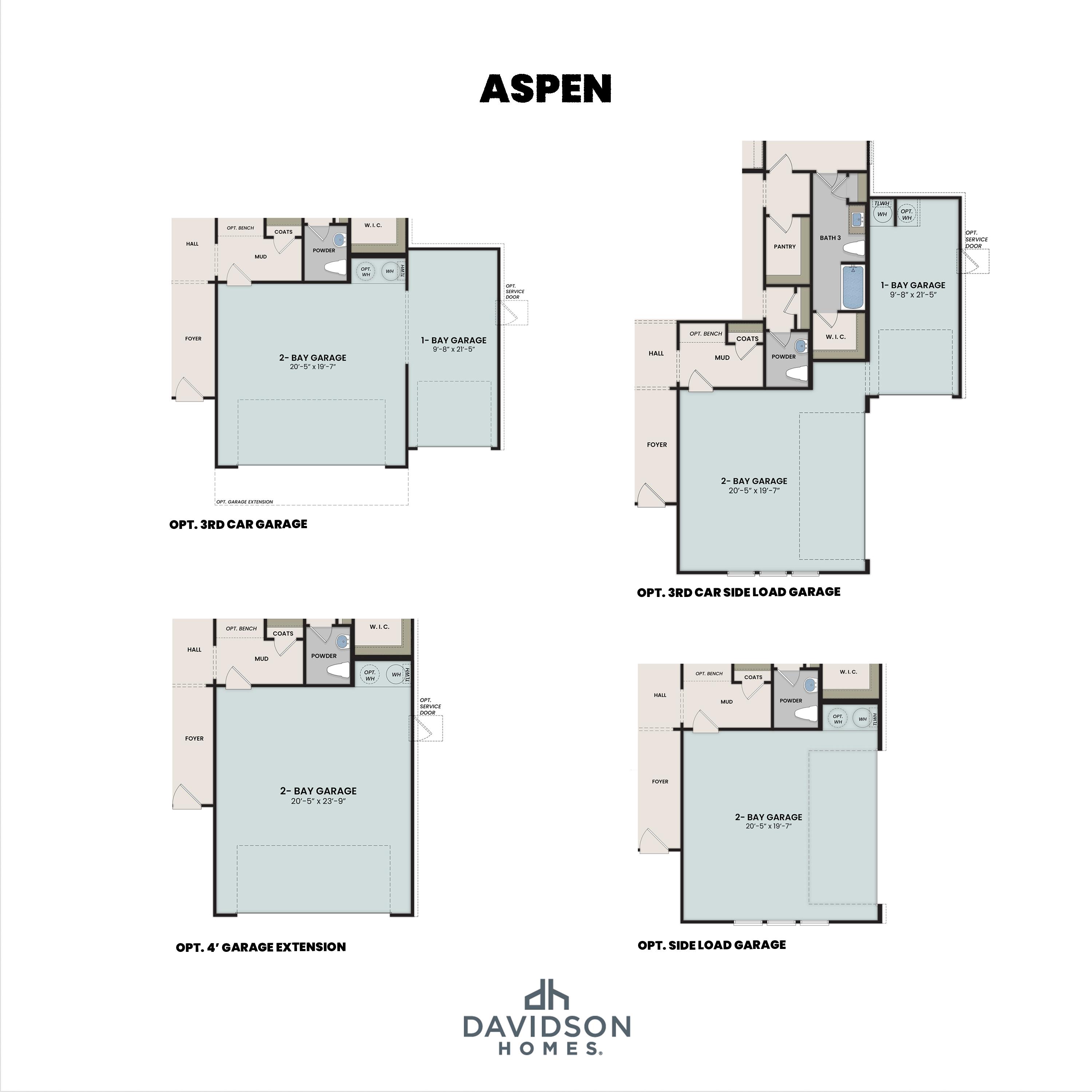 3 - The Aspen D buildable floor plan layout in Davidson Homes Homes' Kendall Farms community.
