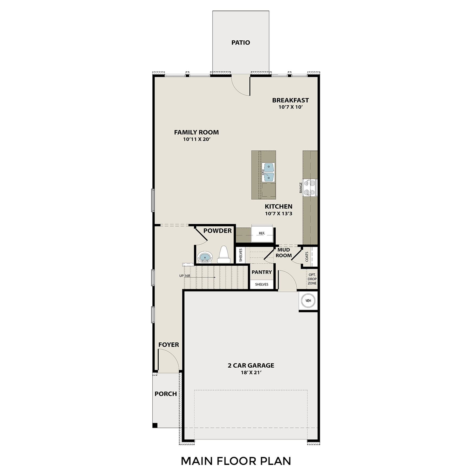 1 - The Wake E buildable floor plan layout in Davidson Homes Homes' Lake Park Villas community.