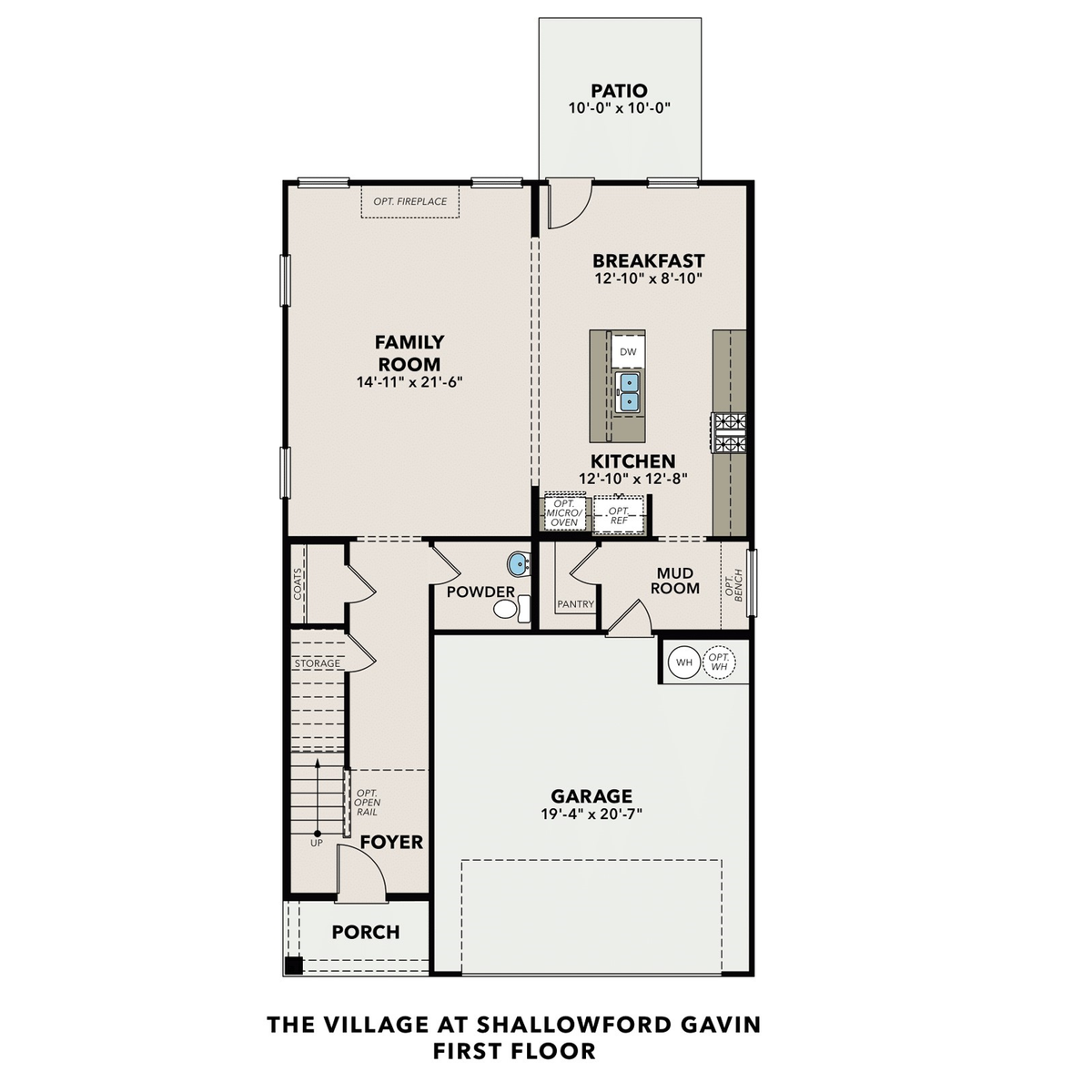 1 - The Gavin F buildable floor plan layout in Davidson Homes' The Village at Shallowford community.