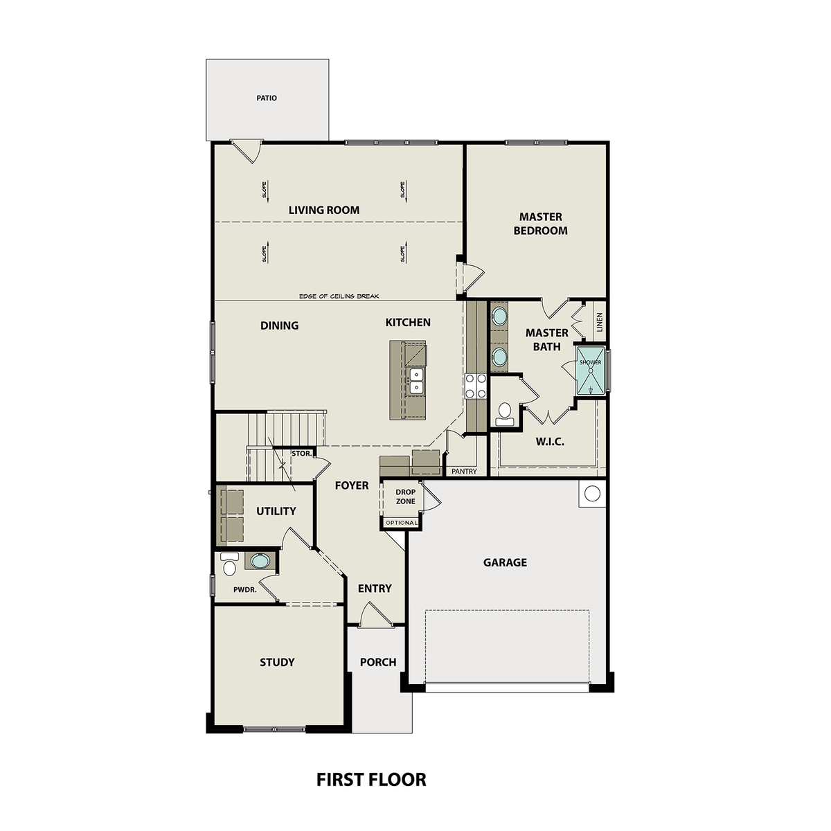 1 - The Ridgeport B buildable floor plan layout in Davidson Homes' Rivers Edge community.