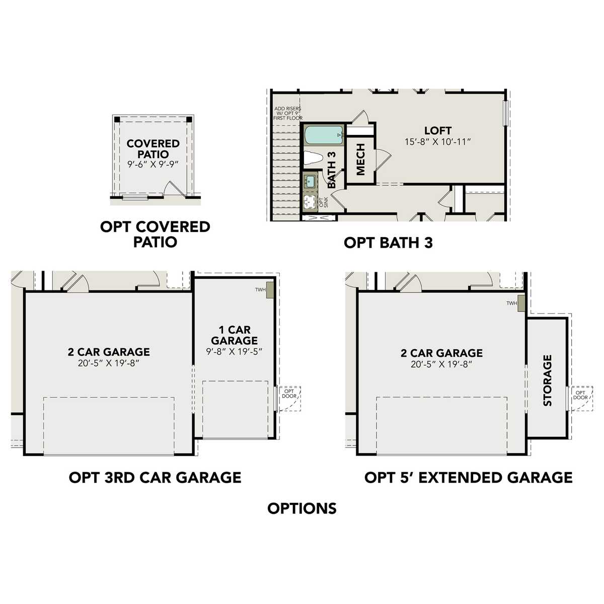 3 - The Brazos E buildable floor plan layout in Davidson Homes' Liberty Estates community.