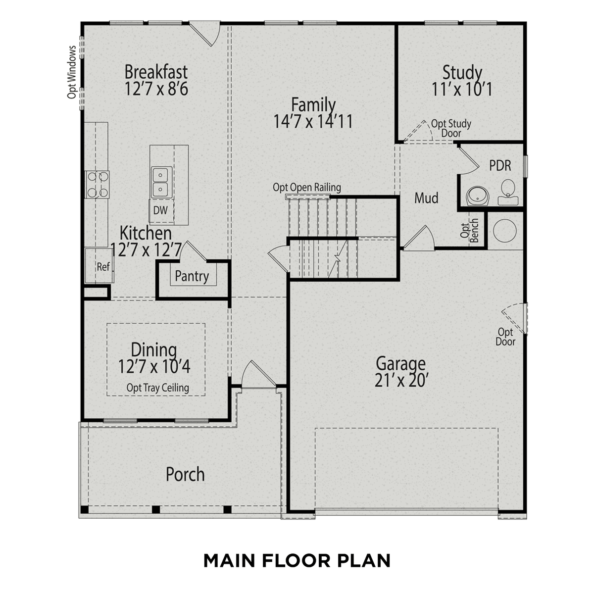 1 - The Willow E buildable floor plan layout in Davidson Homes' Tobacco Road community.