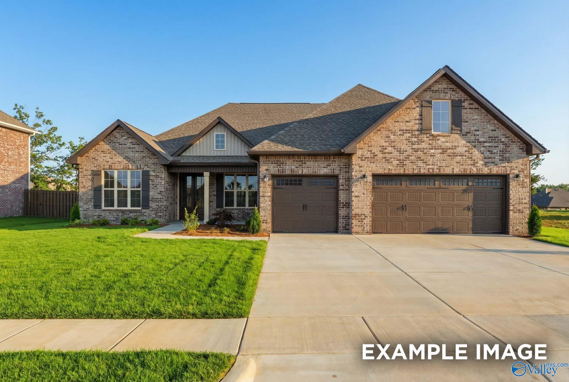 The Finleigh floor plan by Davidson Homes: 1-story brick exterior with 3-car garage in Briercreek, Meridianville, Alabama.