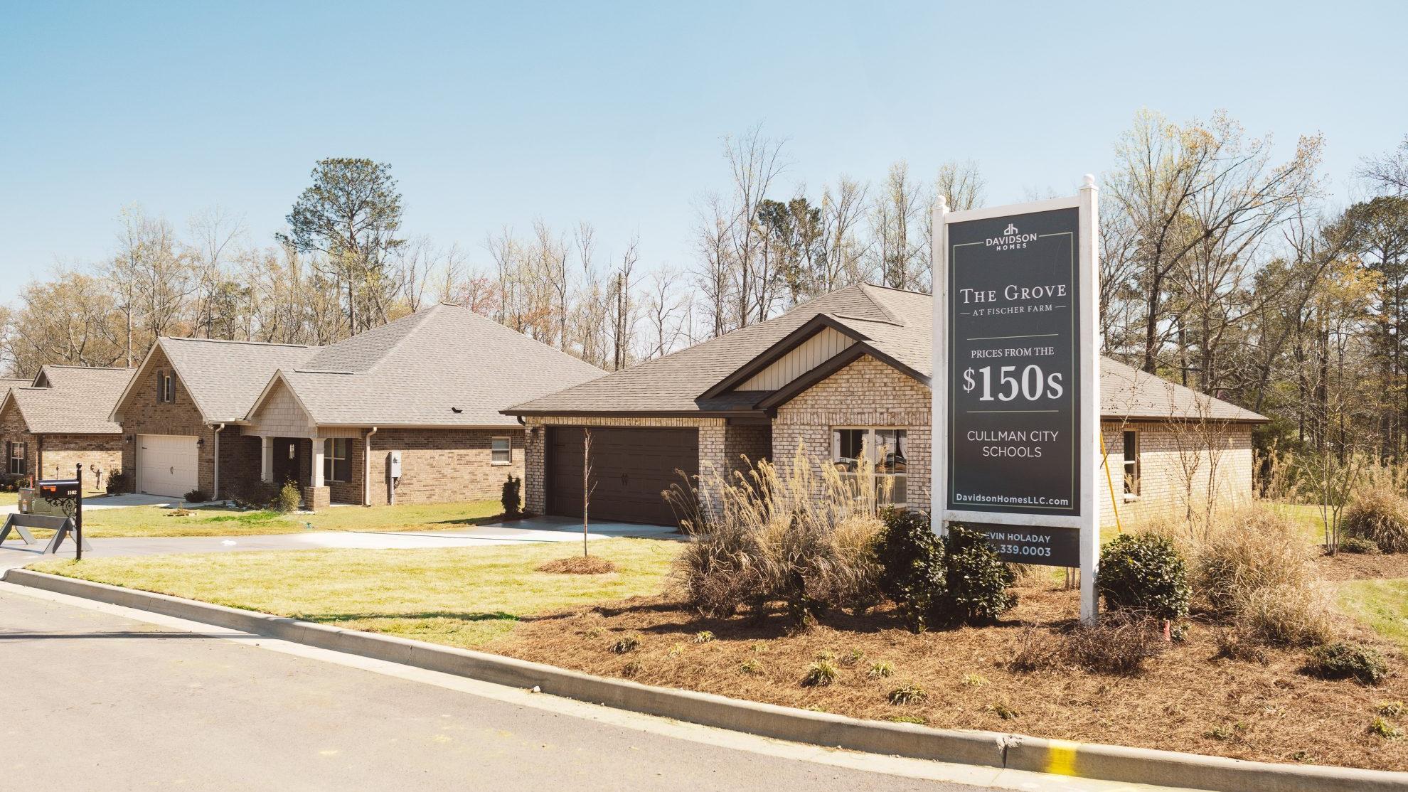 Sign at Davidson Homes' The Grove Community in Cullman, Alabama