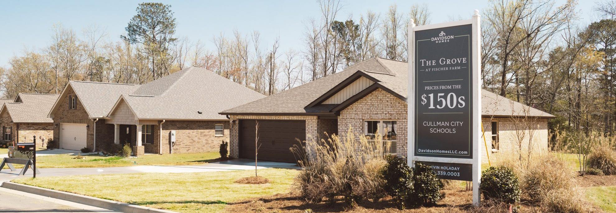 Sign at Davidson Homes' The Grove Community in Cullman, Alabama
