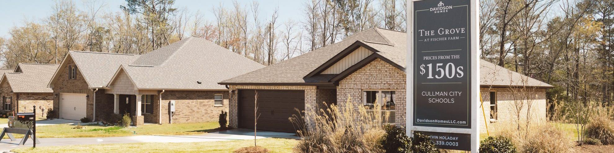 Sign at Davidson Homes' The Grove Community in Cullman, Alabama