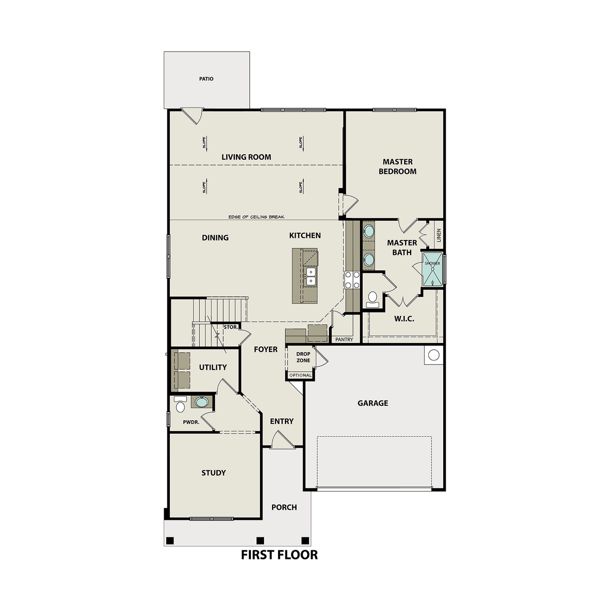 1 - The Ridgeport buildable floor plan layout in Davidson Homes' Carellton community.