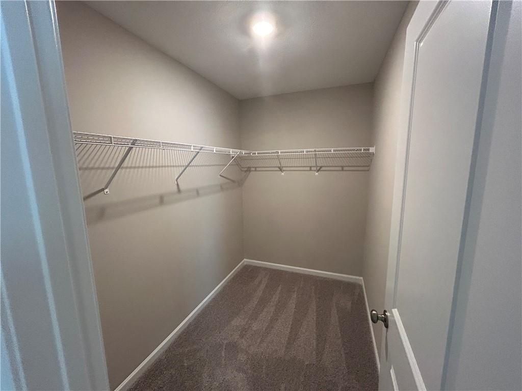 Spacious walk-in closet with wire shelving and beige walls in Davidson Homes The Washington, Phenix City, Alabama