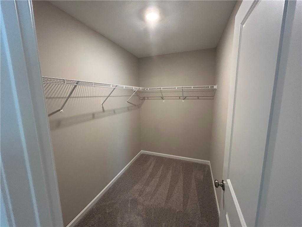 Spacious walk-in closet with wire shelving and beige walls in Davidson Homes The Washington, Phenix City, Alabama