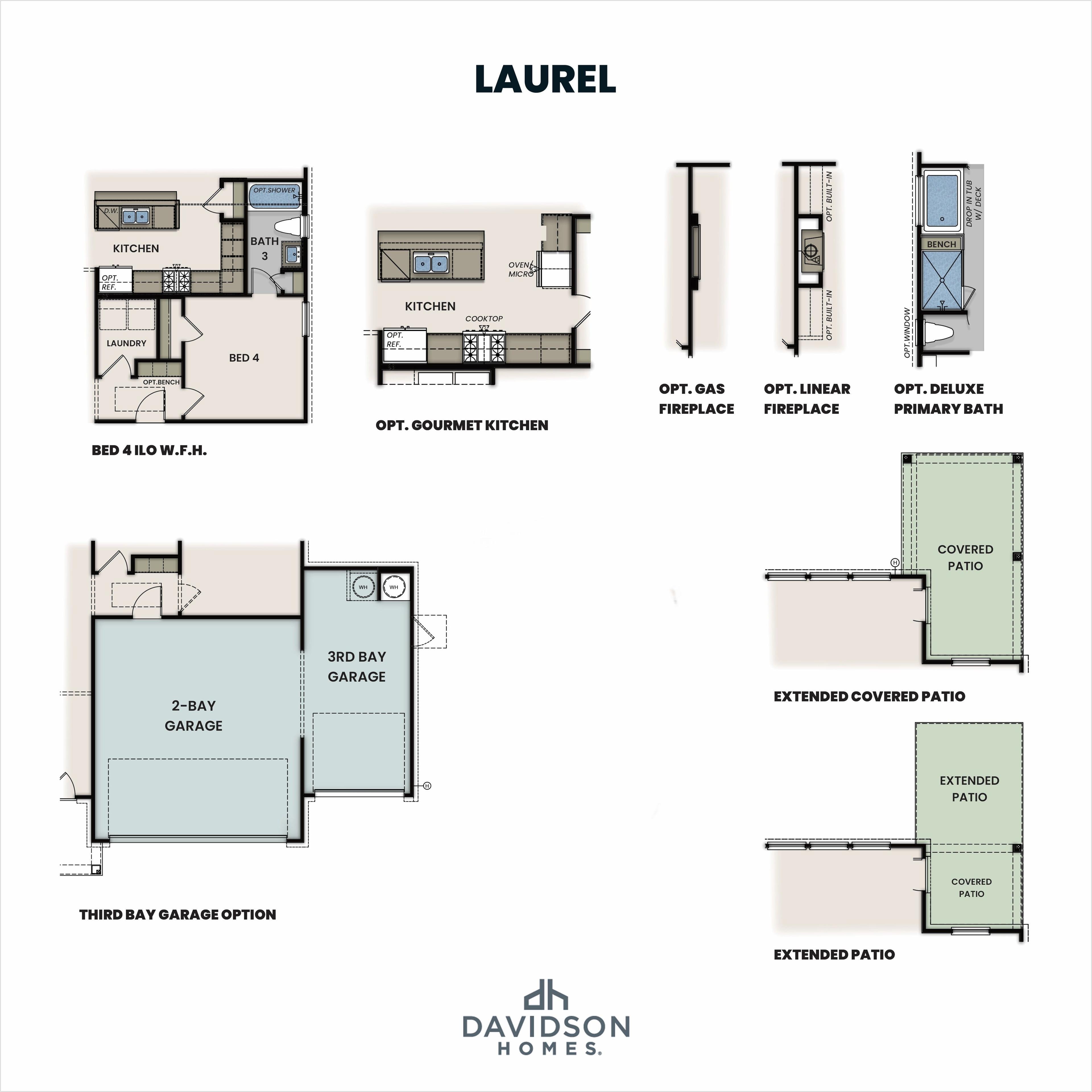 2 - The Laurel K buildable floor plan layout in Davidson Homes Homes' Kelly Preserve community.