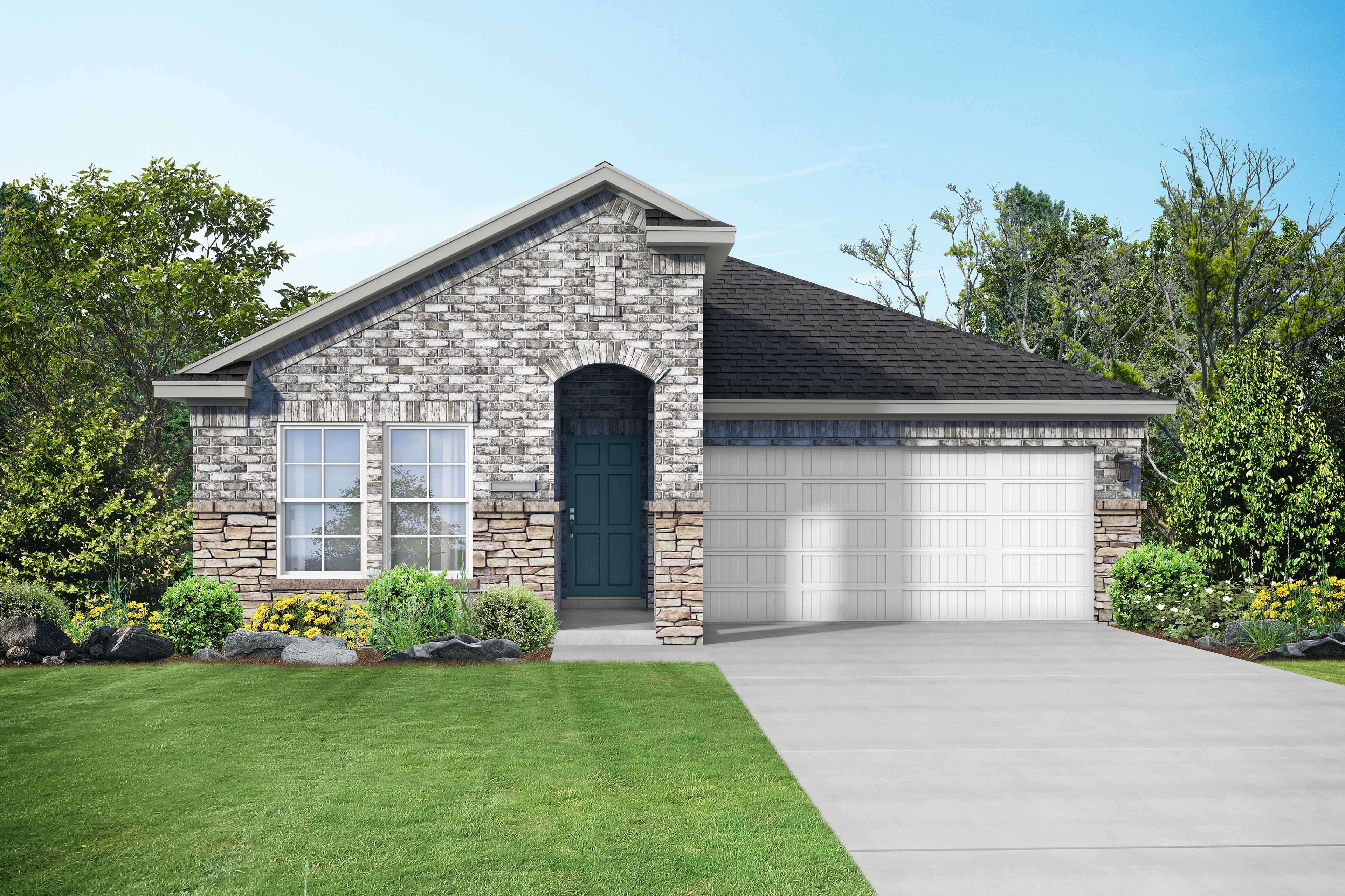 Exterior of The Laguna B, a one-story home with landscaping